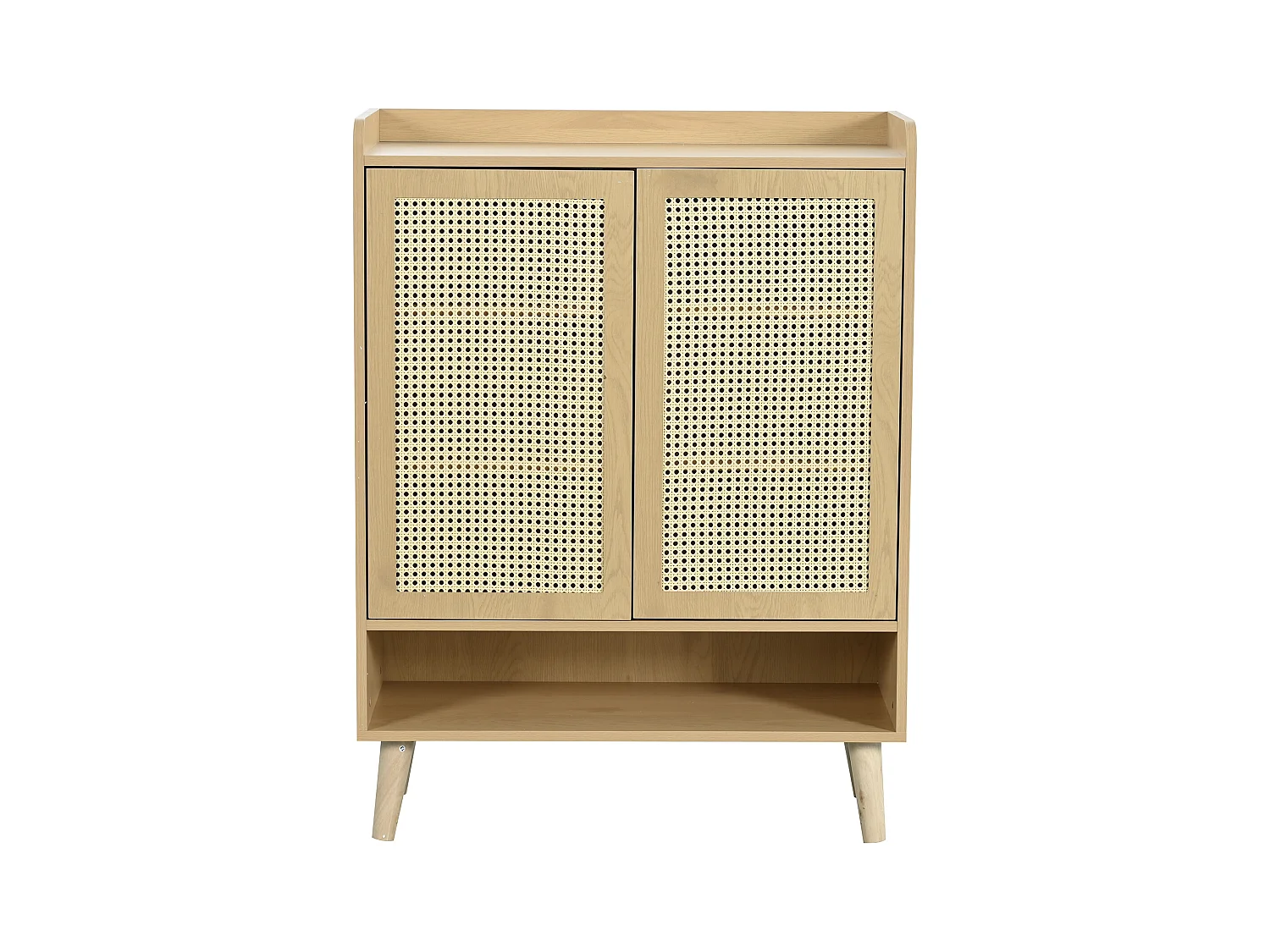 Houten schoenenkast met 2 rotandeuren en diverse legplanken 80x35x105cm