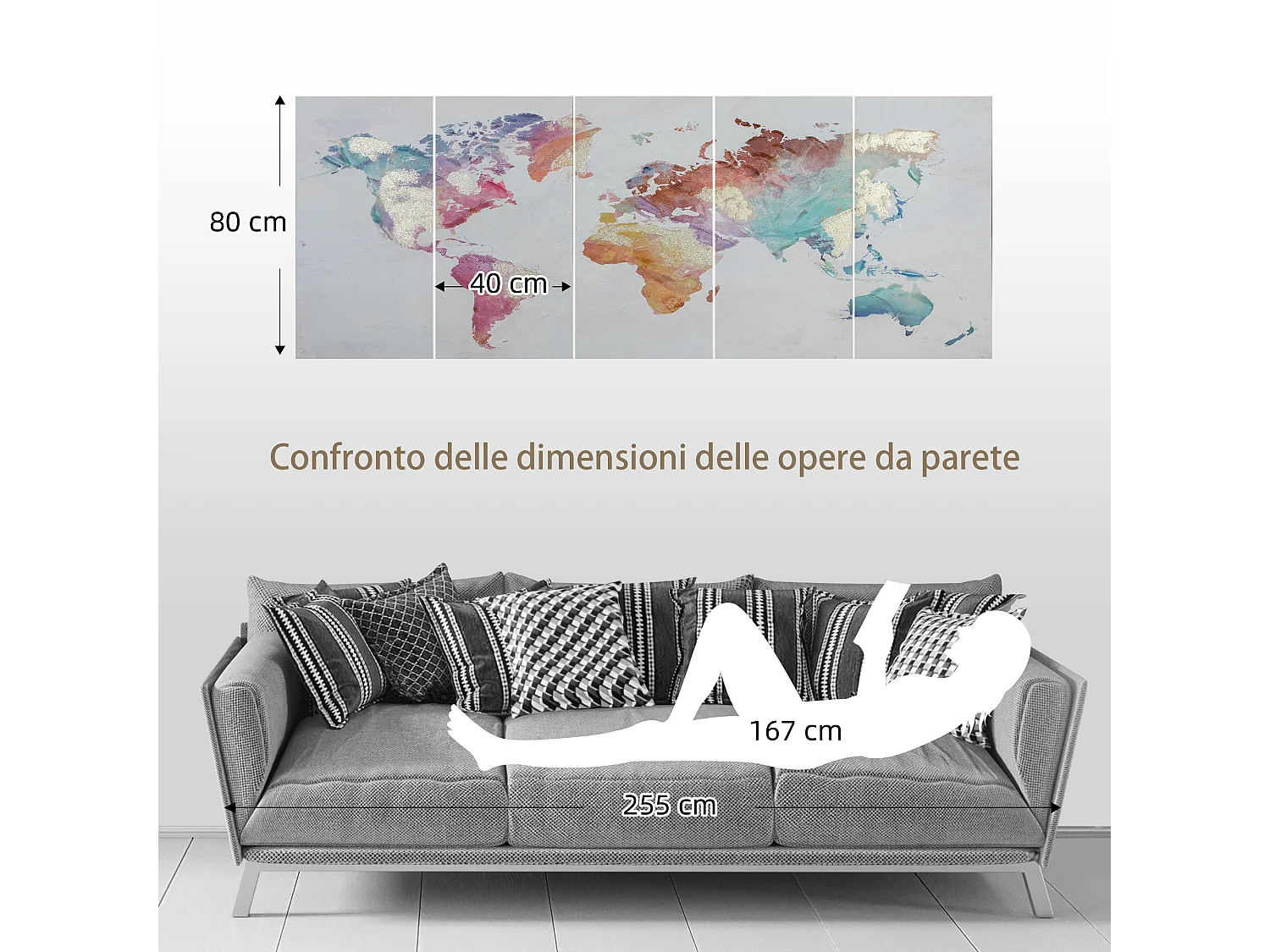 Stampa su tela in legno di pino 5 pz 80x40 cm casa e ufficio