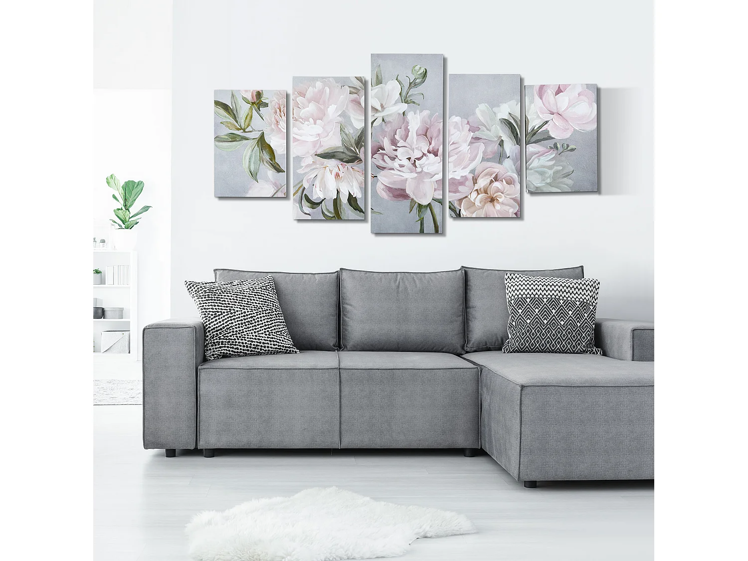 Stampa su tela in legno di pino con fiori 5 pz casa e ufficio