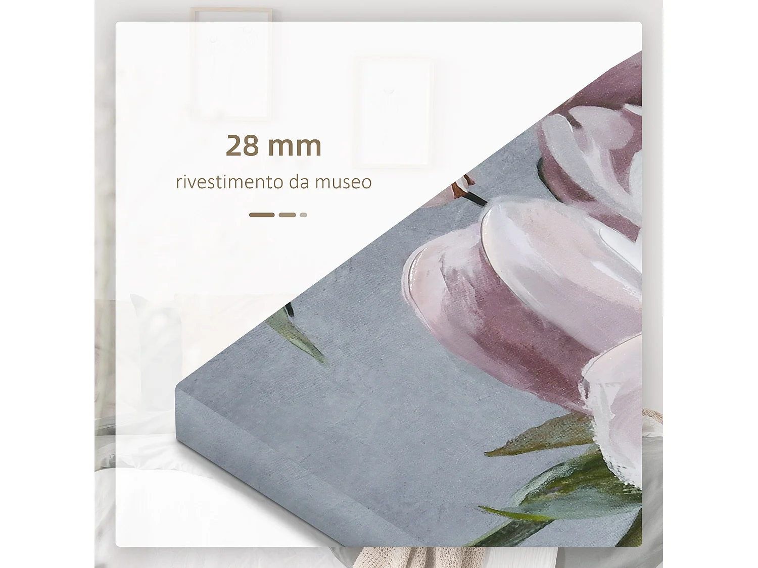 Stampa su tela in legno di pino con fiori 5 pz casa e ufficio