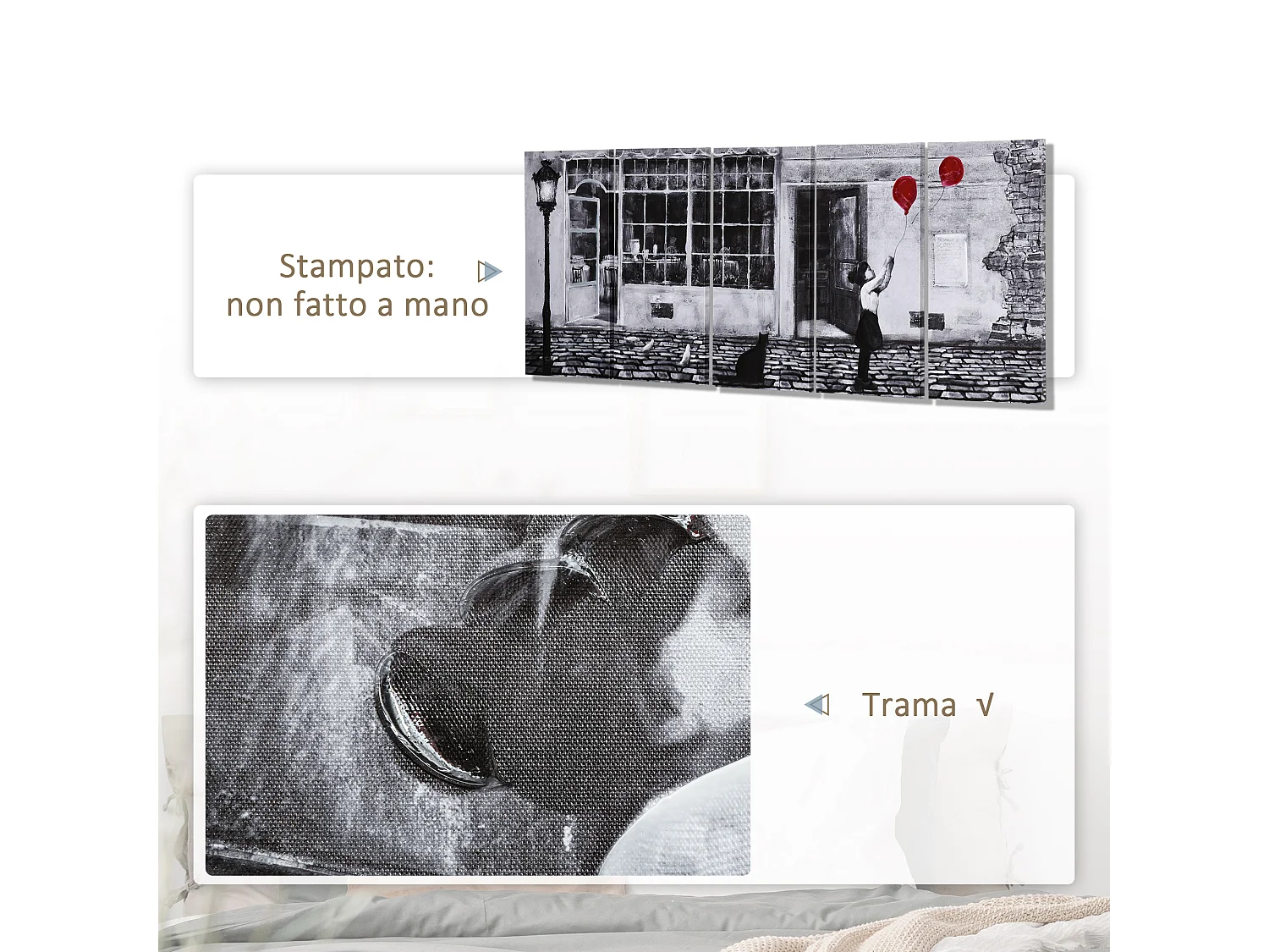 Stampa su tela in legno di pino con bambina 5 pz casa e ufficio