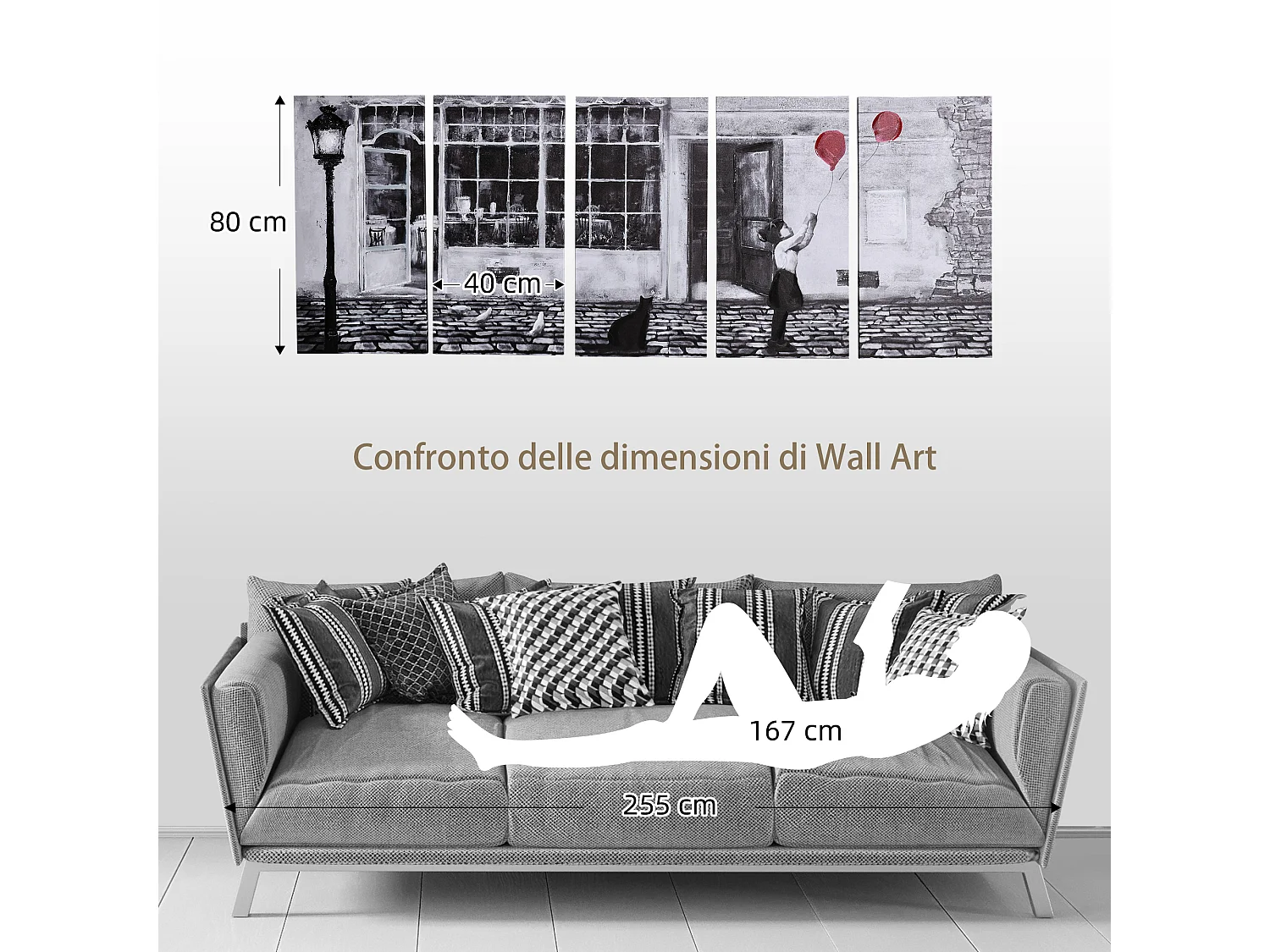 Stampa su tela in legno di pino con bambina 5 pz casa e ufficio