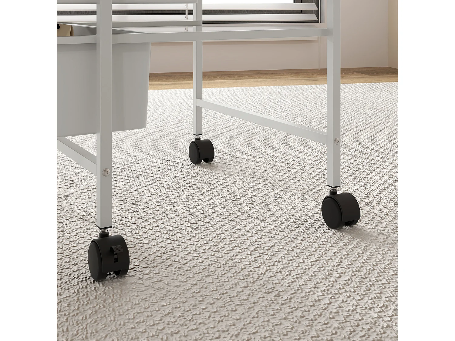 Carrello multiuso con 3 cestini estraibili e ruote bianco