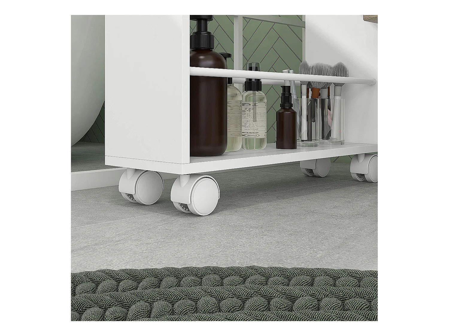 Carrello cucina e bagno a 3 livelli con barre laterali bianco