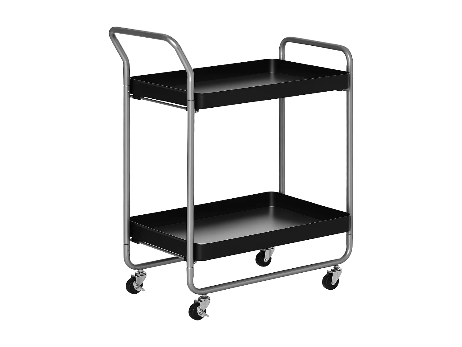Carrello portavivande a 2 livelli con maniglie e ruote nero