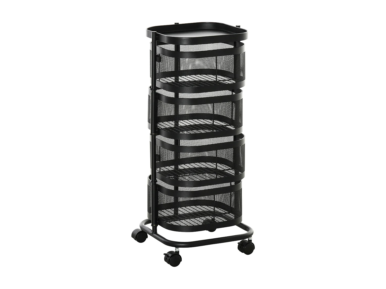 Carrello portavivande con 4 cestelli e piano d'appoggio nero