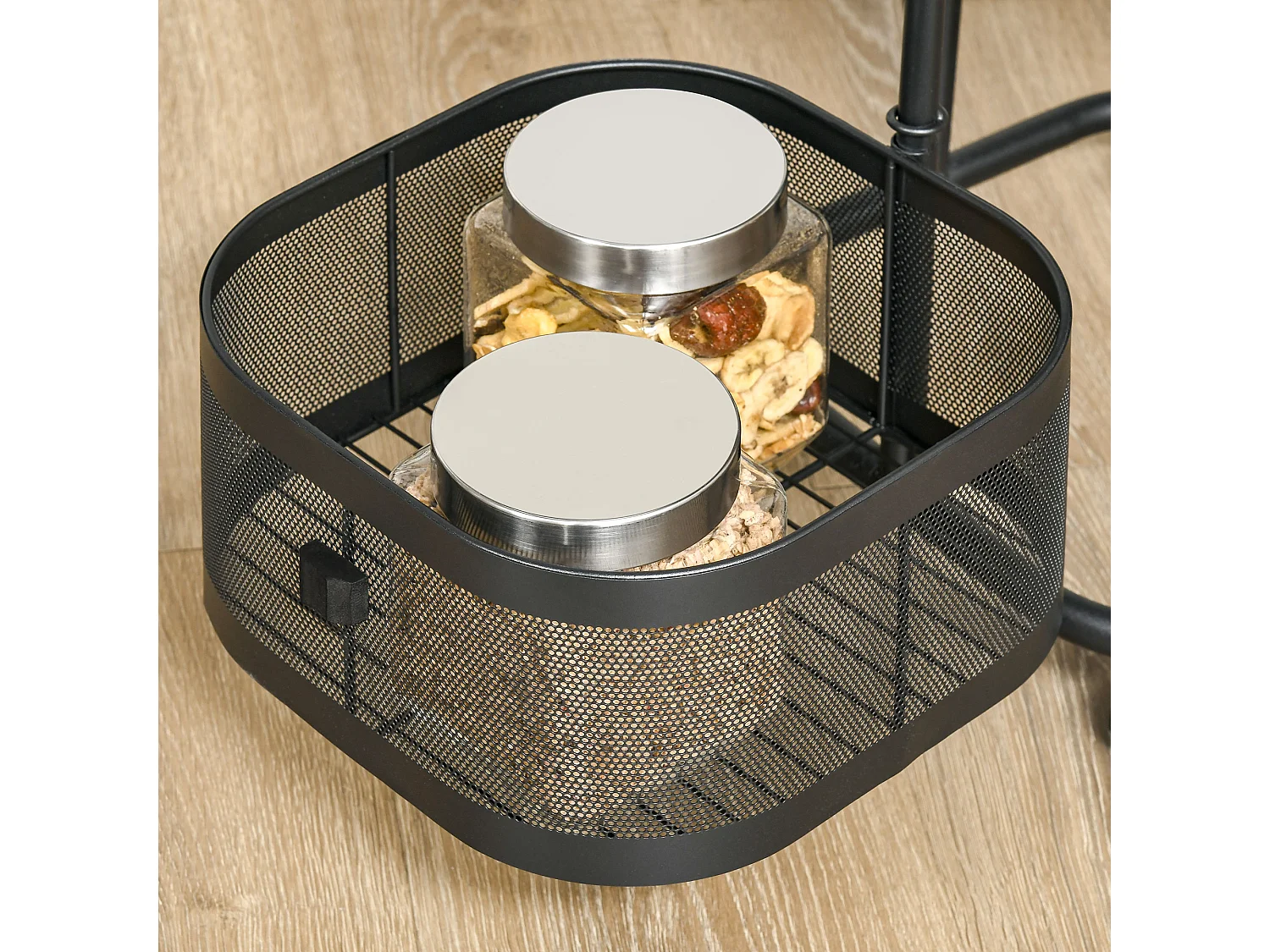 Carrello portavivande con 4 cestelli e piano d'appoggio nero