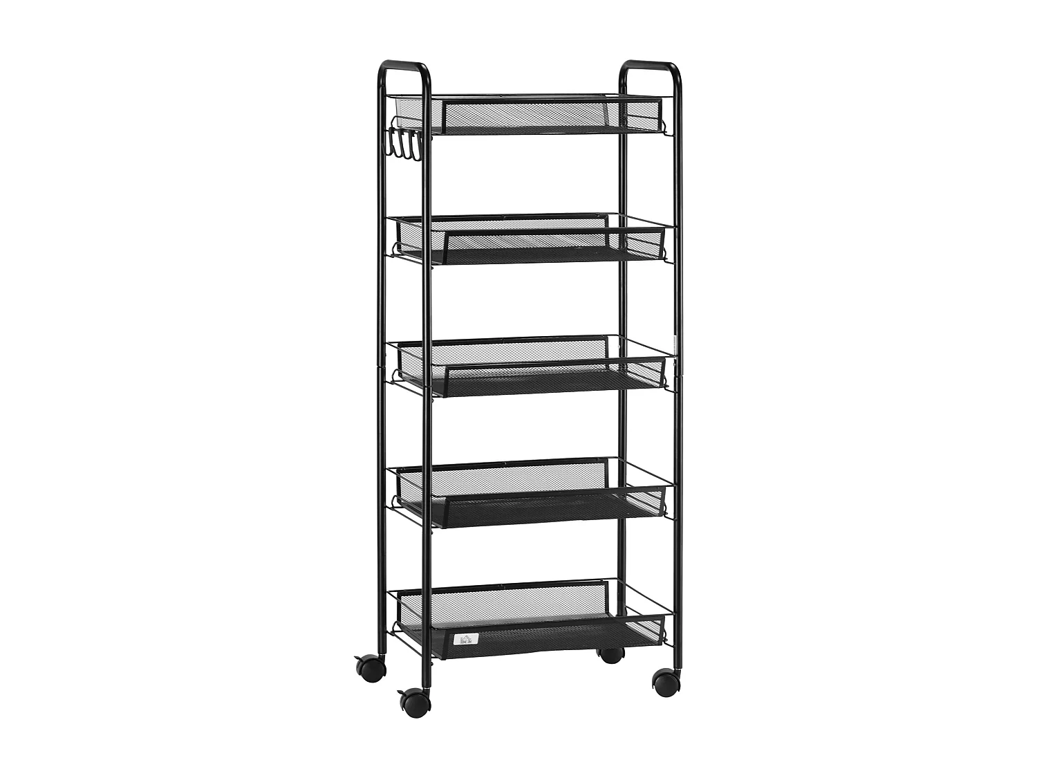 Carrello da cucina a 5 livelli con cestini a rete in acciaio