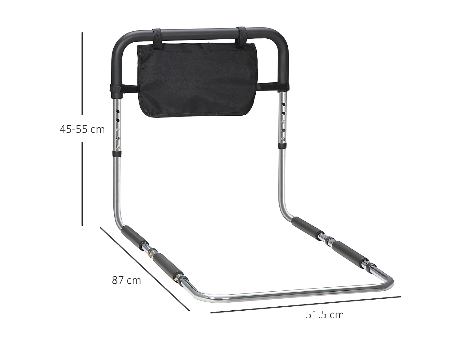 HOMCOM Maniglia per Letto in Acciaio ，Altezza Regolabile