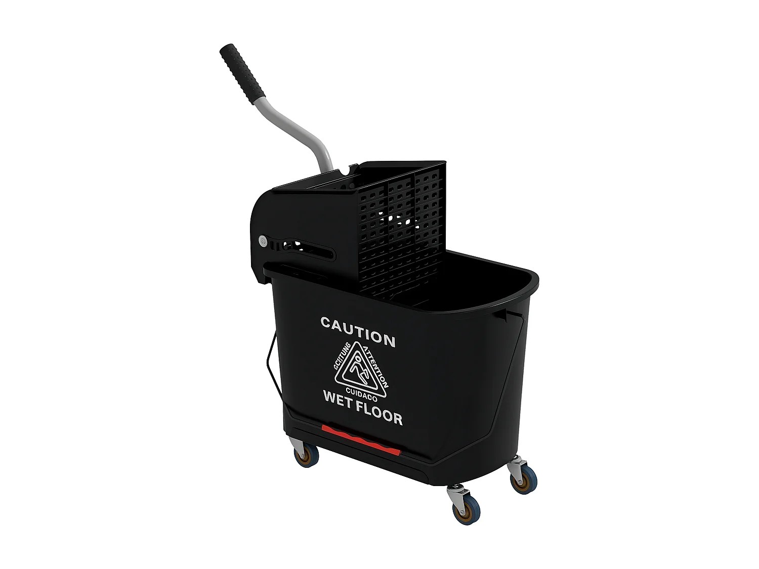 Carrello per pulizie da 20L con specchio e strizzatore in pp nero