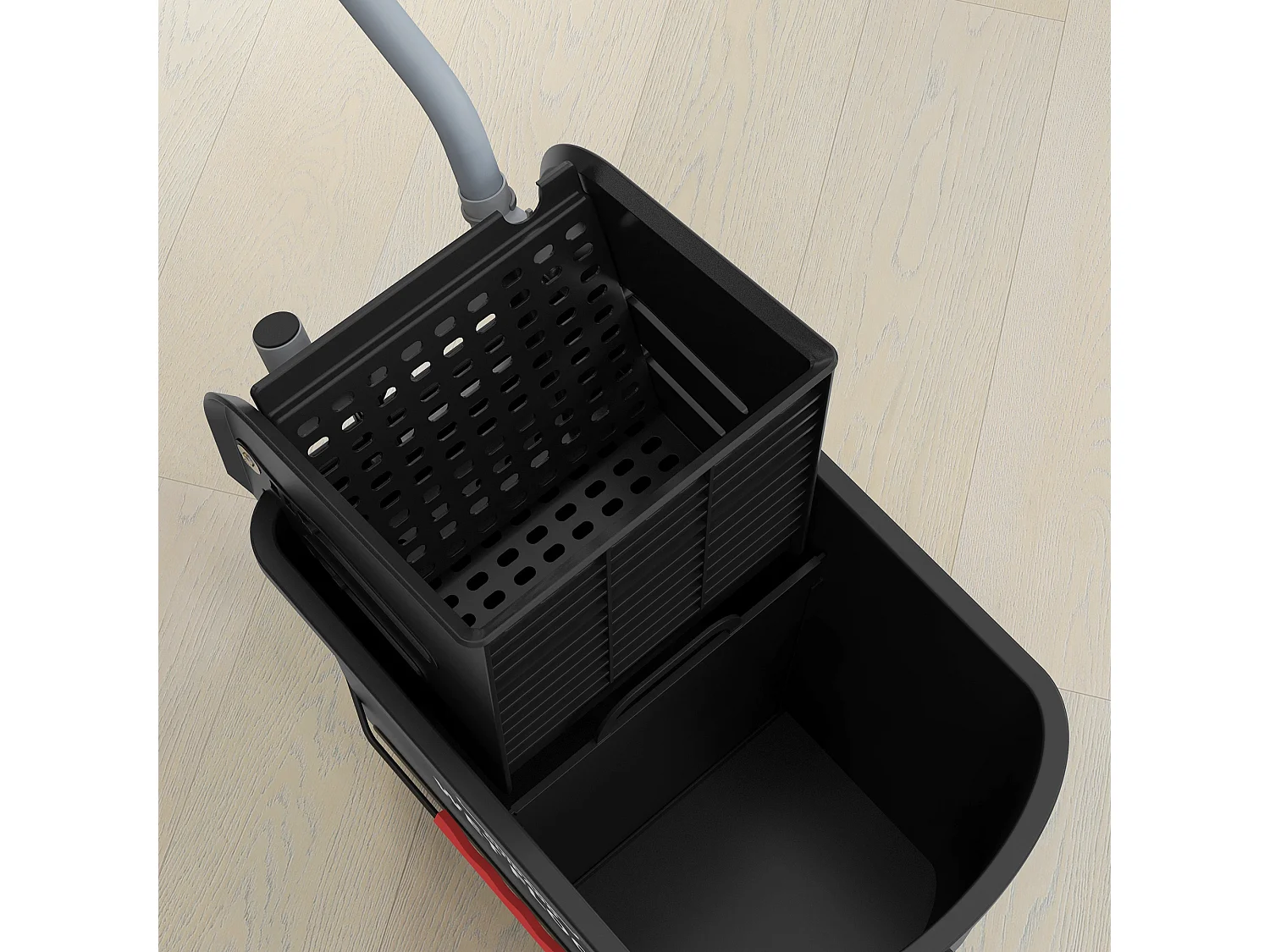 Carrello per pulizie da 20L con specchio e strizzatore in pp nero