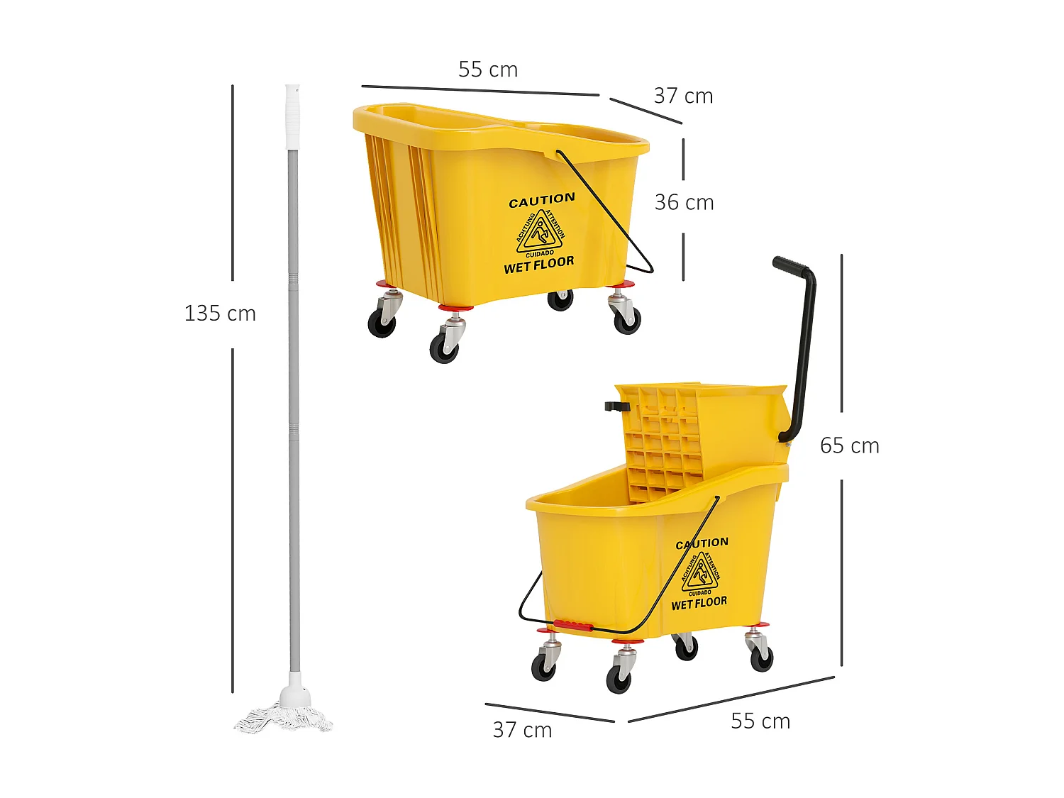 Secchio lavapavimenti 36 litri con mocio e strizzatore giallo
