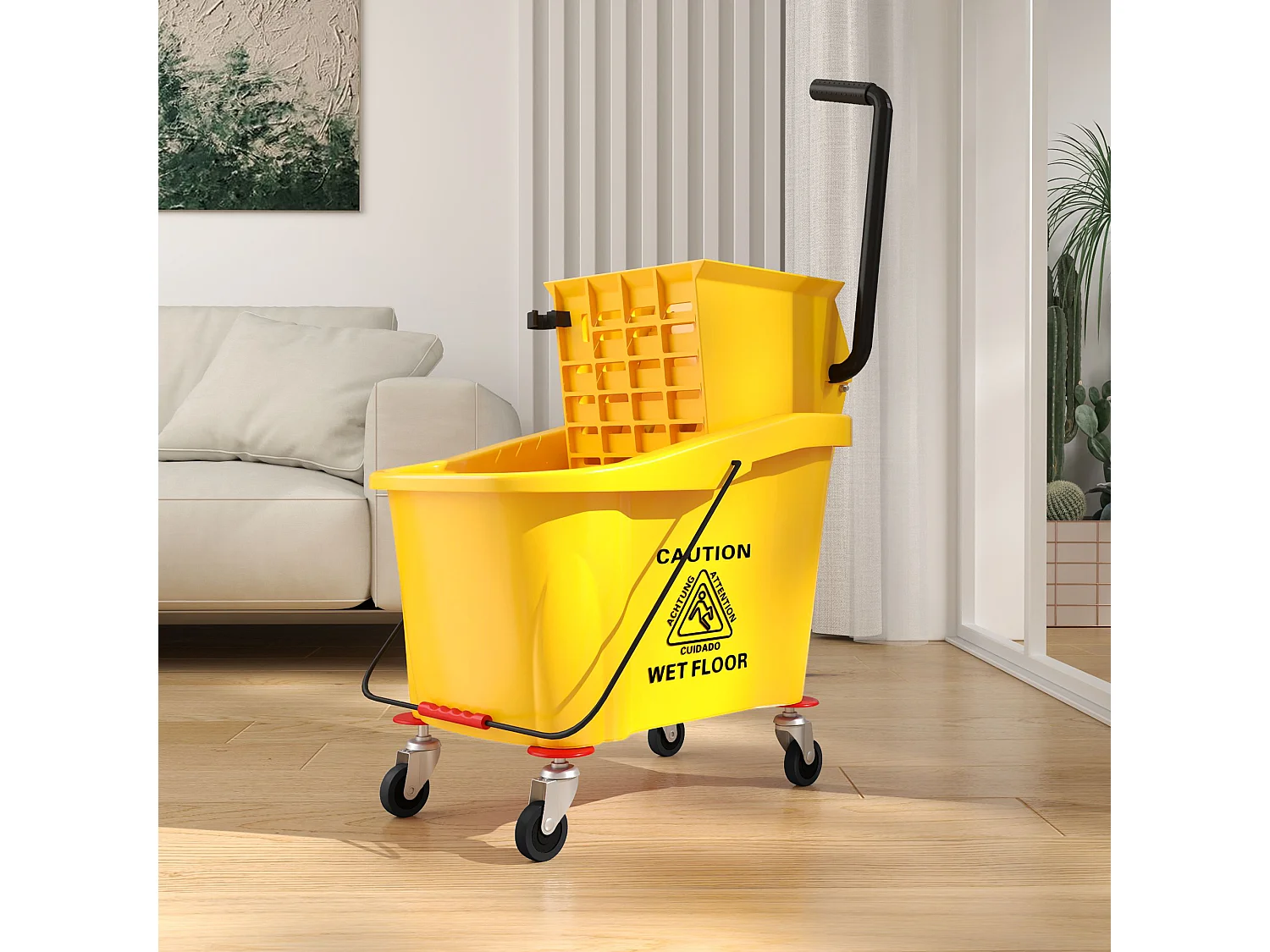 Secchio lavapavimenti 36 litri con mocio e strizzatore giallo