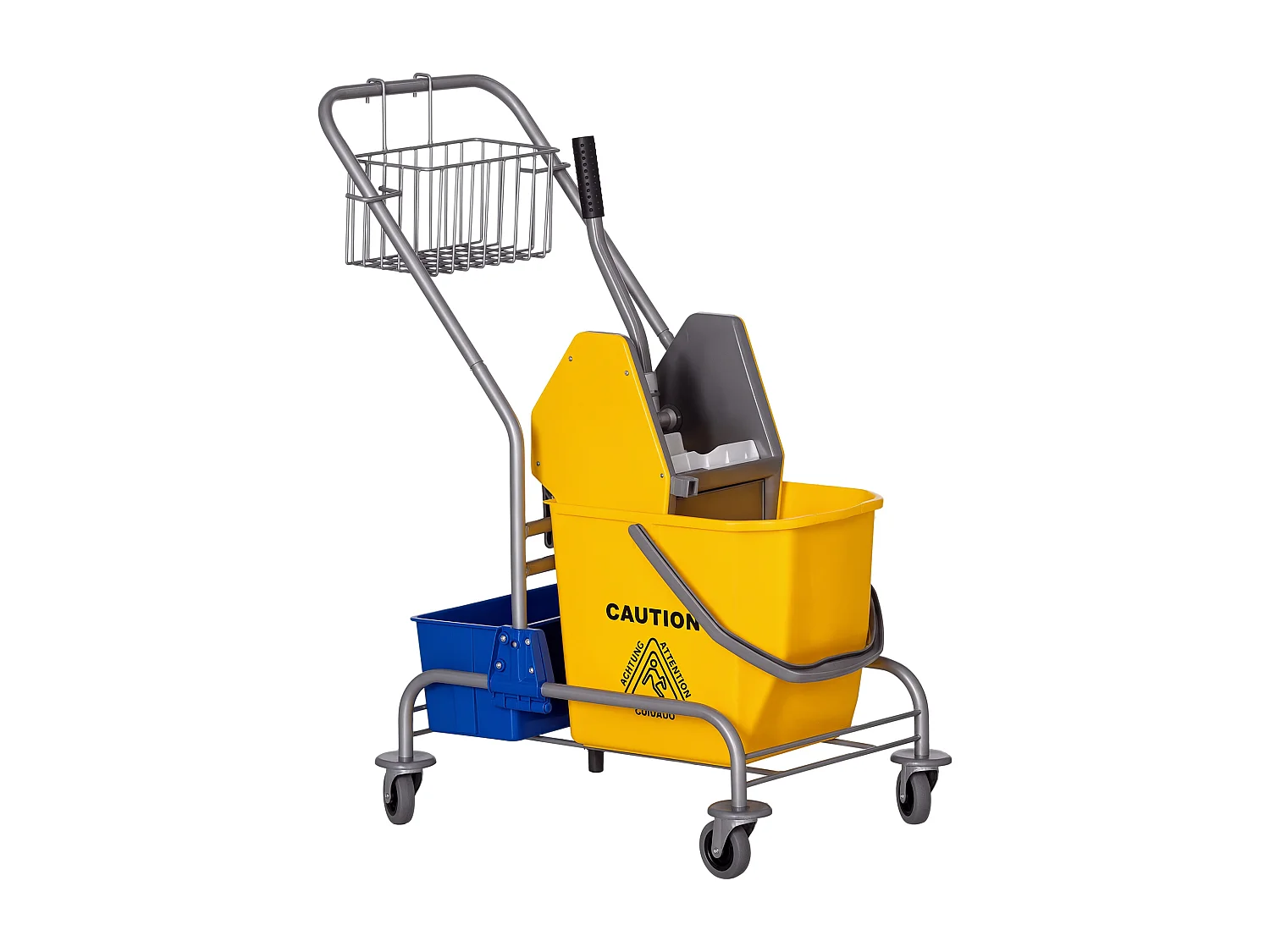 Carrello pulizie con strizzatore secchio da 25l e ripiano in plastica