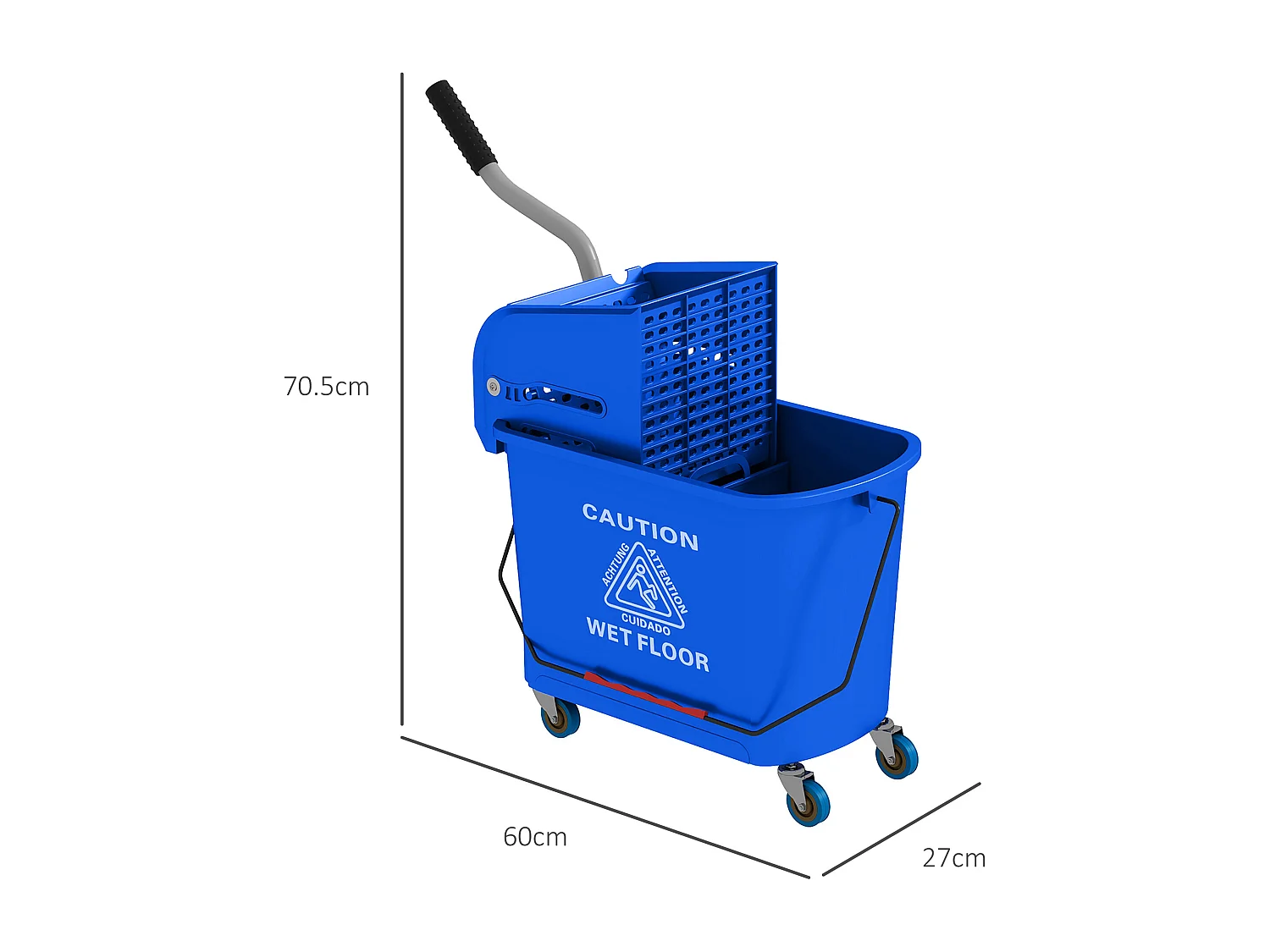 Carrello per pulizie da 20L con specchio e strizzatore in pp blu