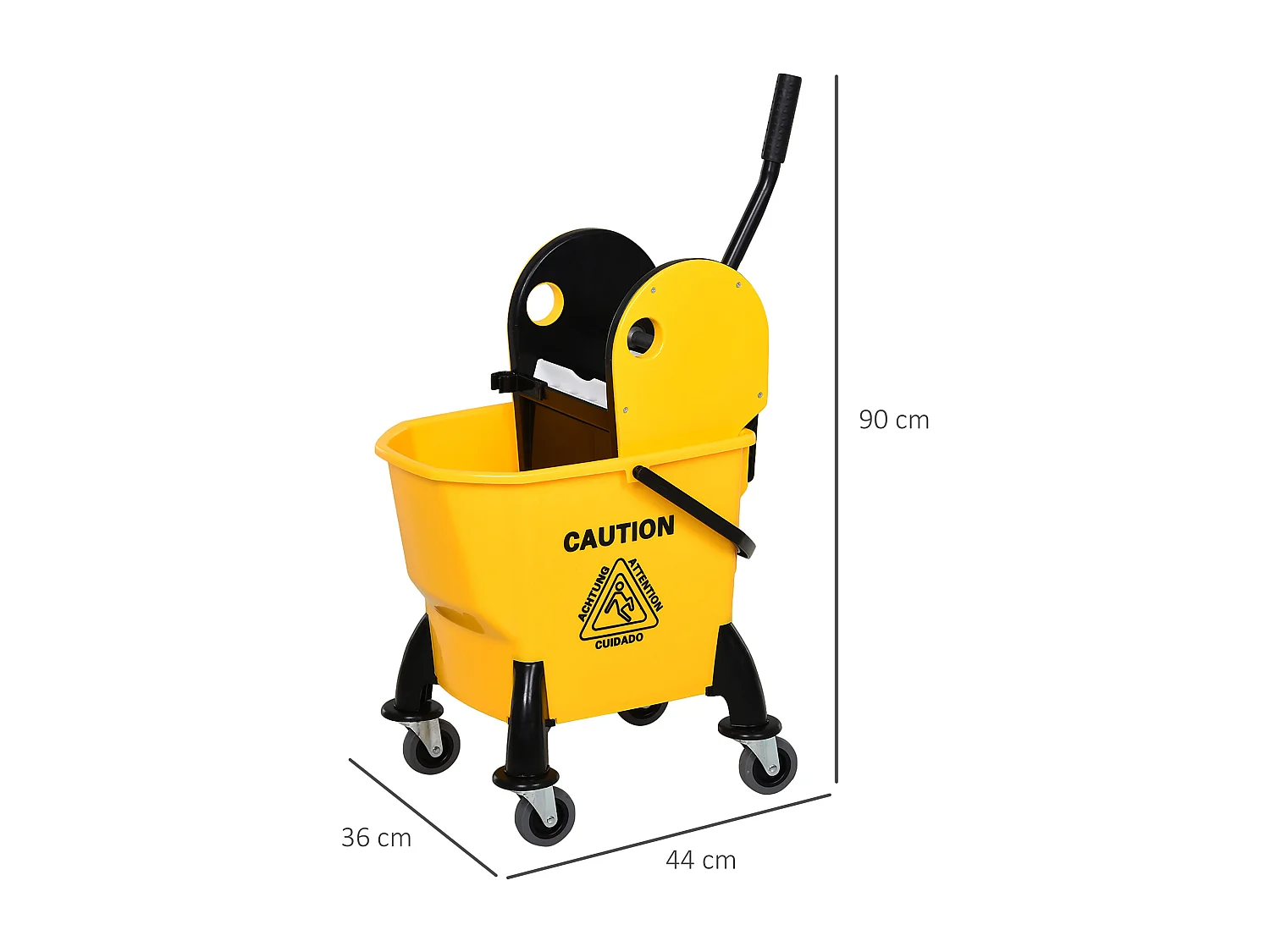 Secchio lavapavimenti professionale con strizzatore manuale e ruote