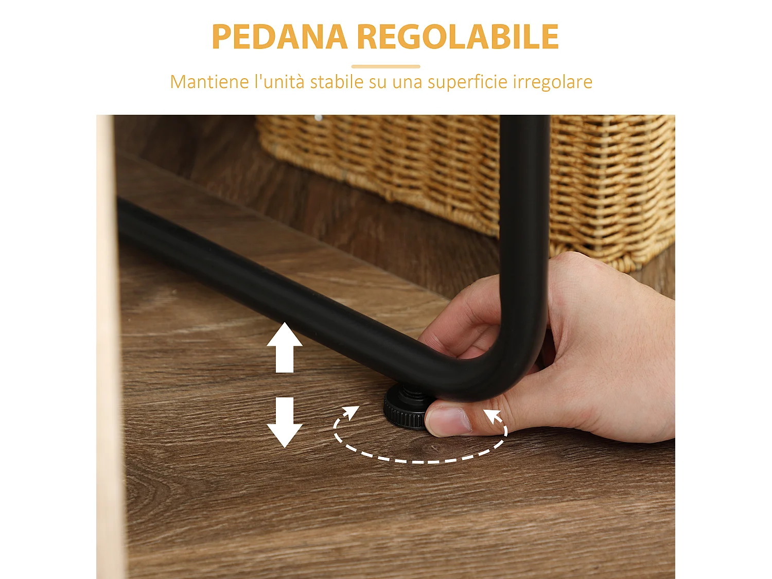 Appendiabiti da terra stile industriale con barra e 5 ripiani