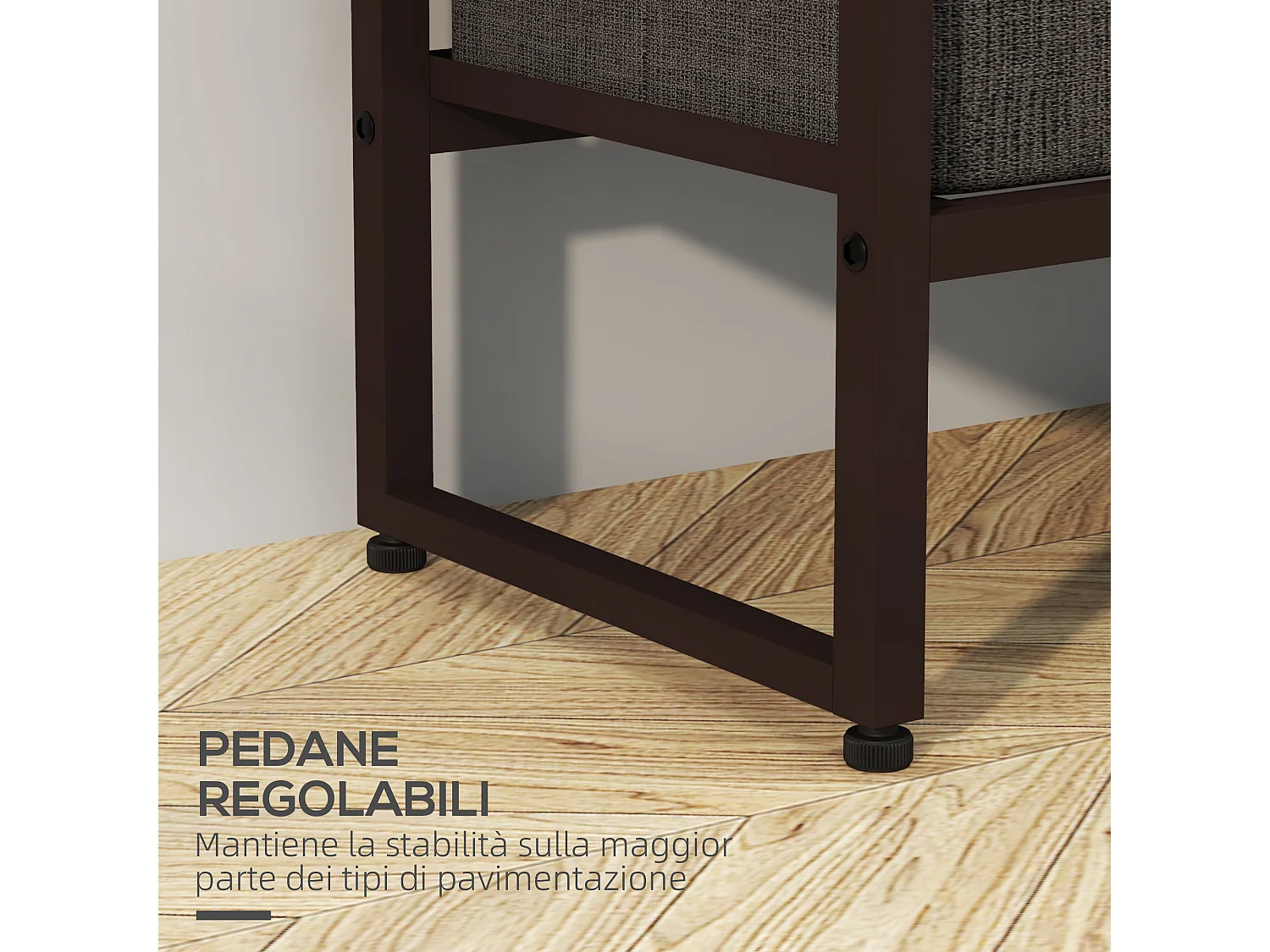 Appendiabiti da terra con asta 3 cassetti e ripiani marrone