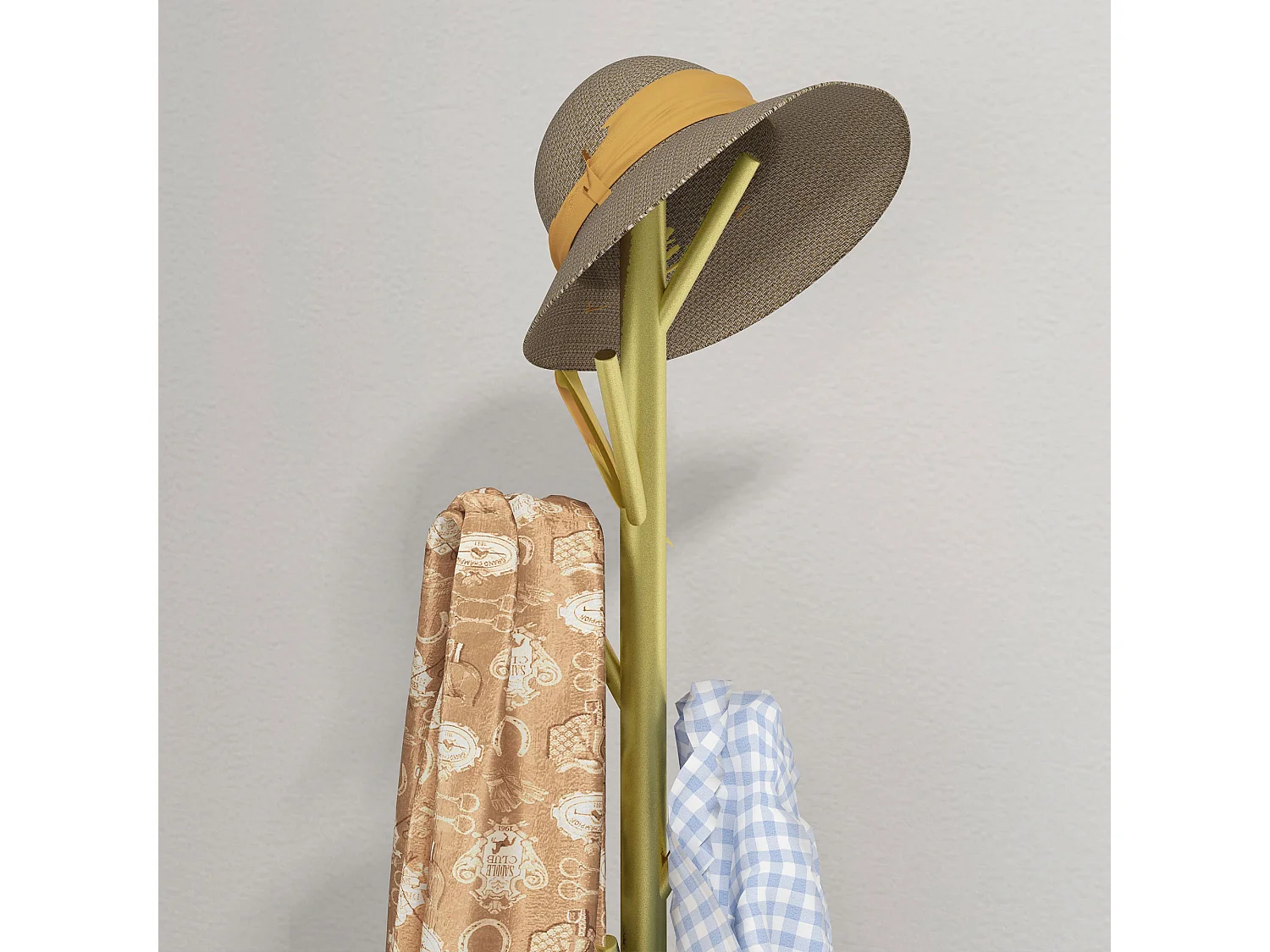 Appendiabiti da terra con 8 ganci in acciaio e base in marmo oro