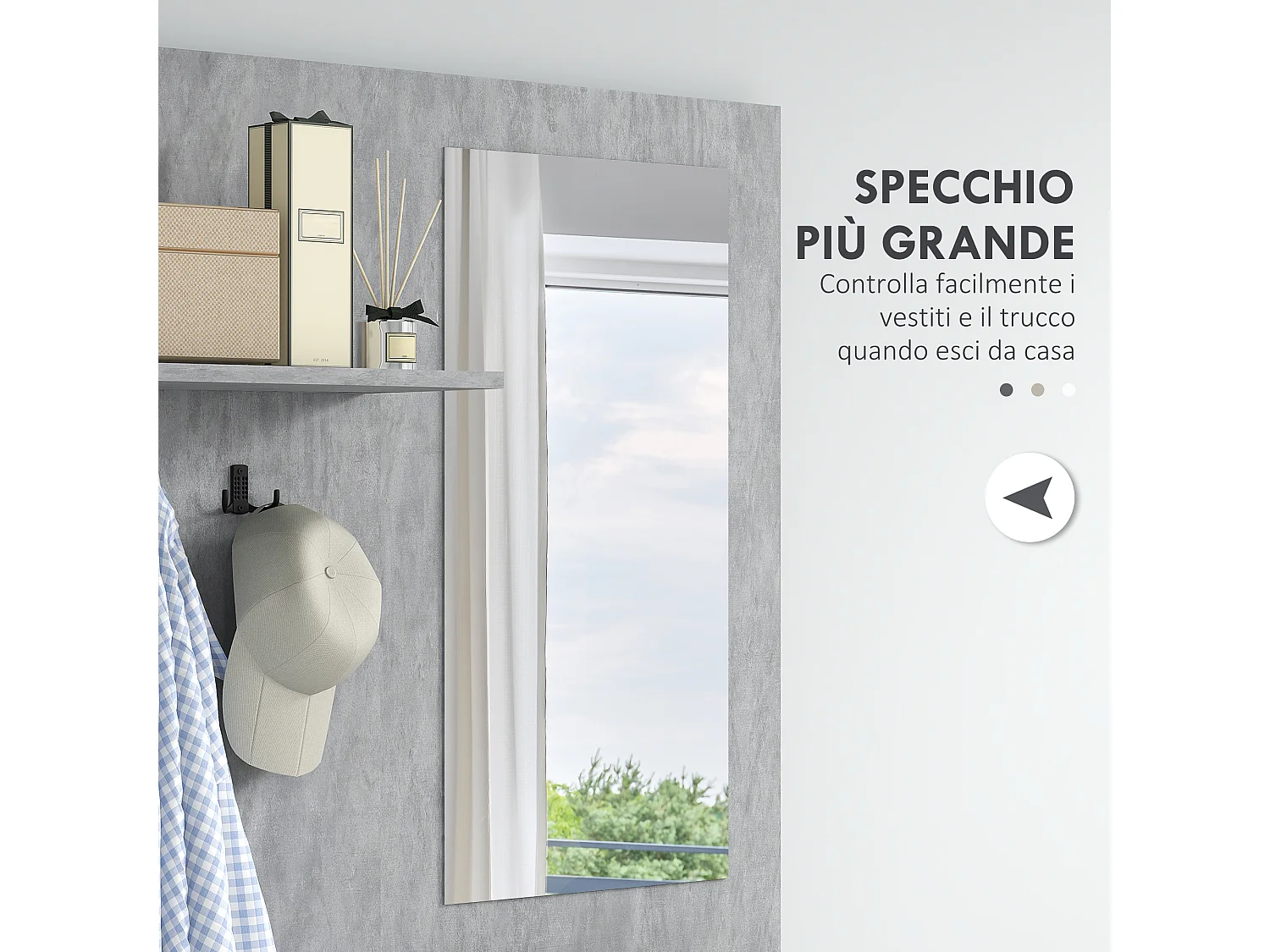 Mobile ingresso 4 in 1 con specchio gancio ripiani regolabili grigio