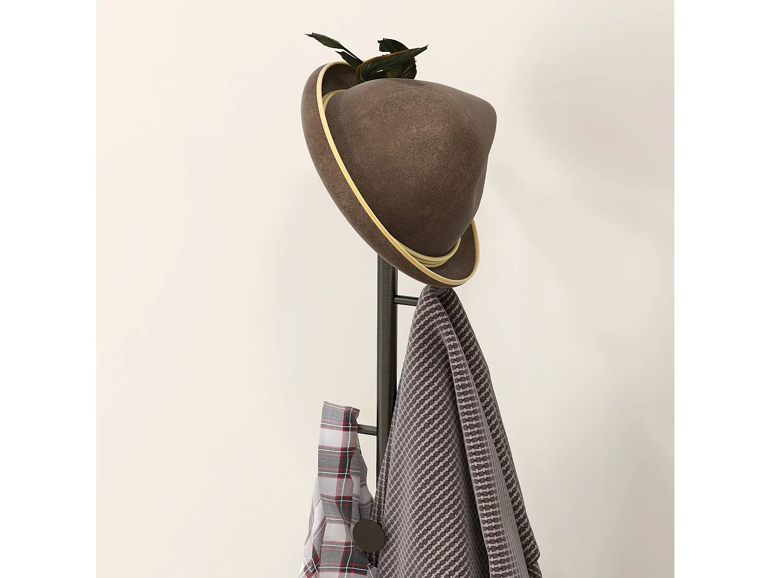 Appendiabiti da terra con 6 ganci in acciaio e base in ardesia nero