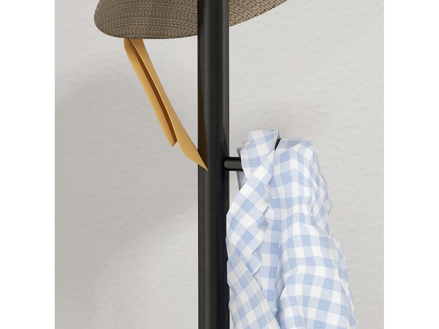 Appendiabiti da terra con 6 ganci in acciaio e base in ardesia nero