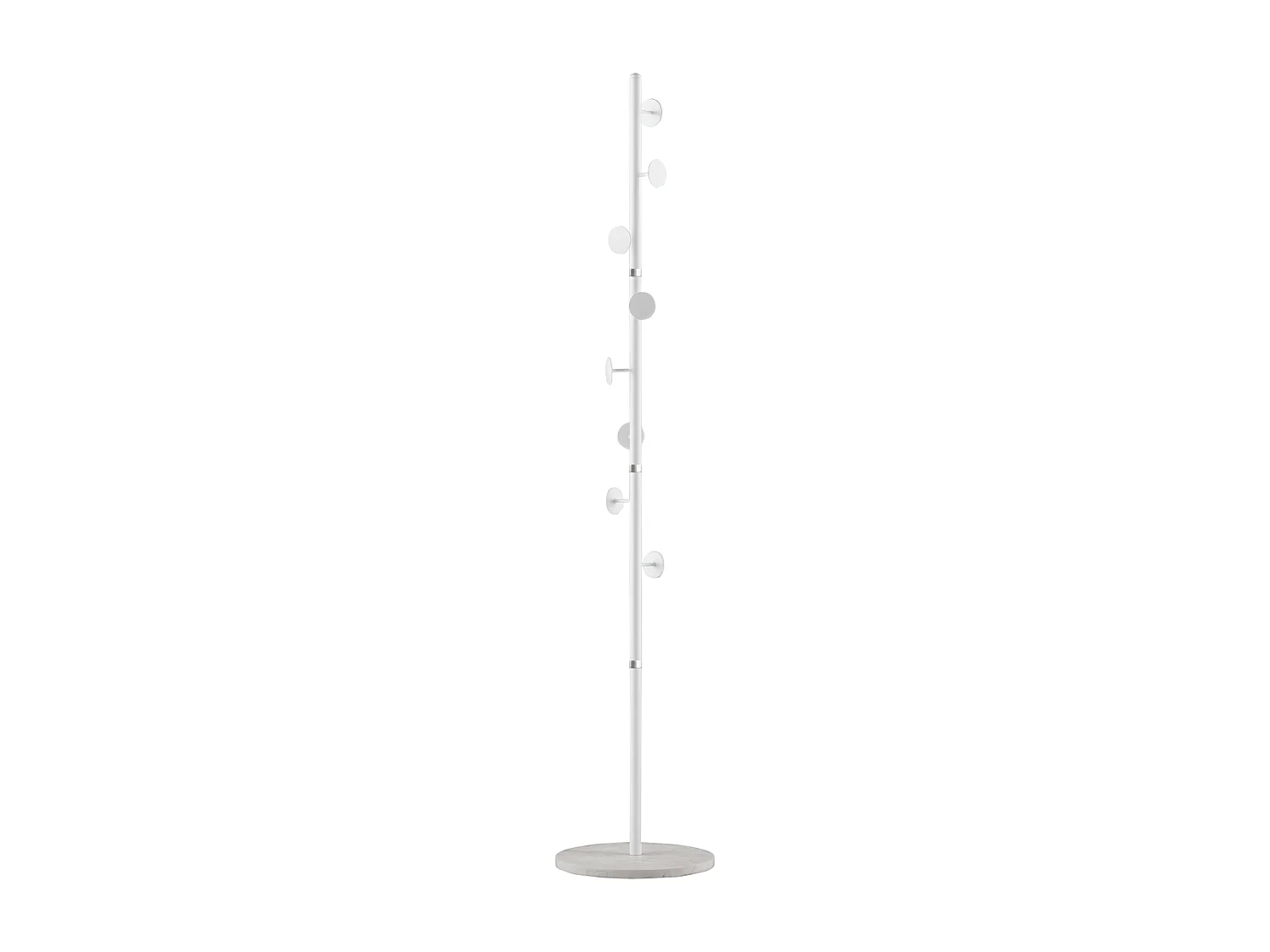 Appendiabiti da terra a 8 ganci in acciaio e marmo bianco