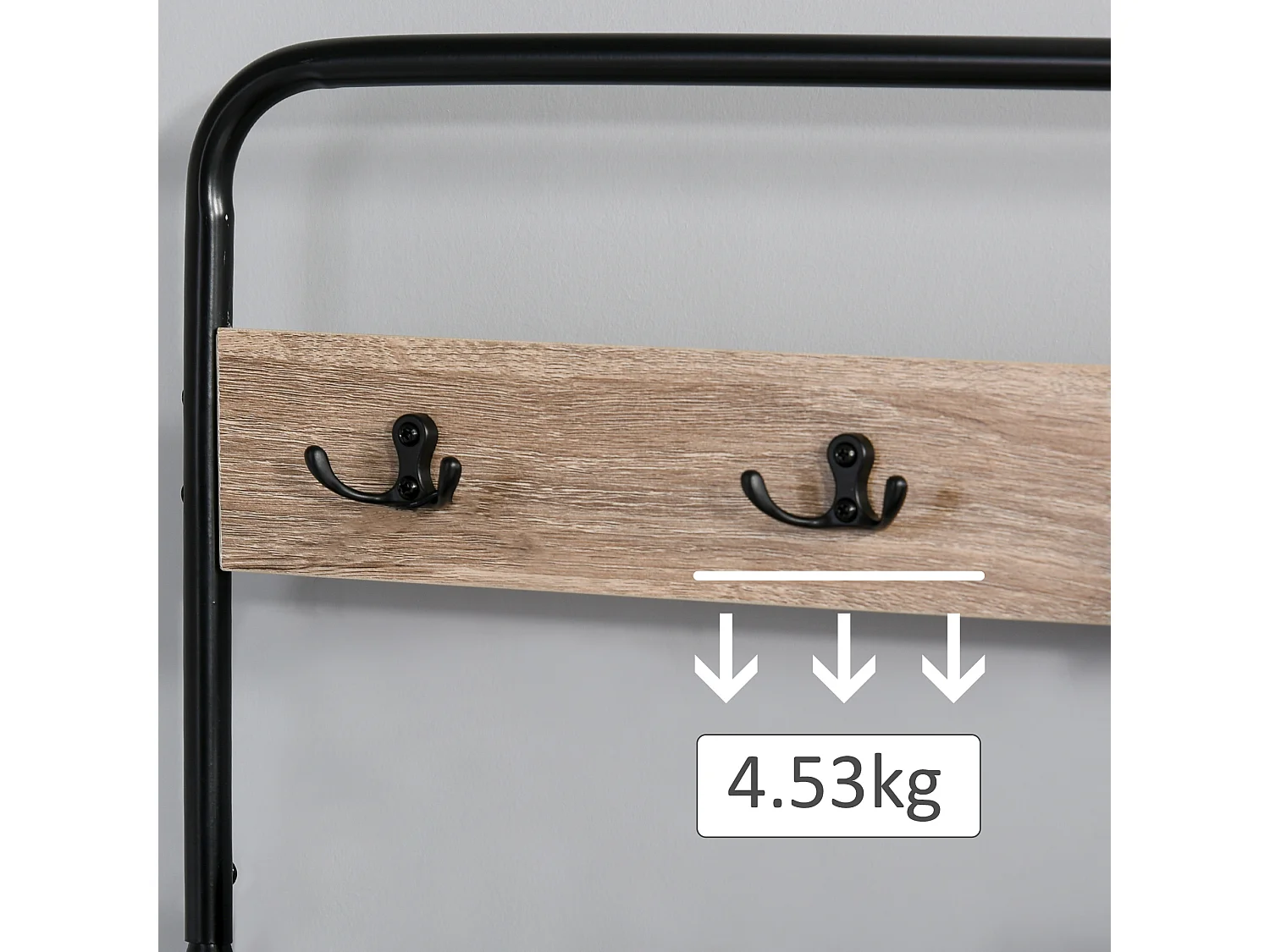 Appendiabiti con panca e scarpiera industriale in legno nero