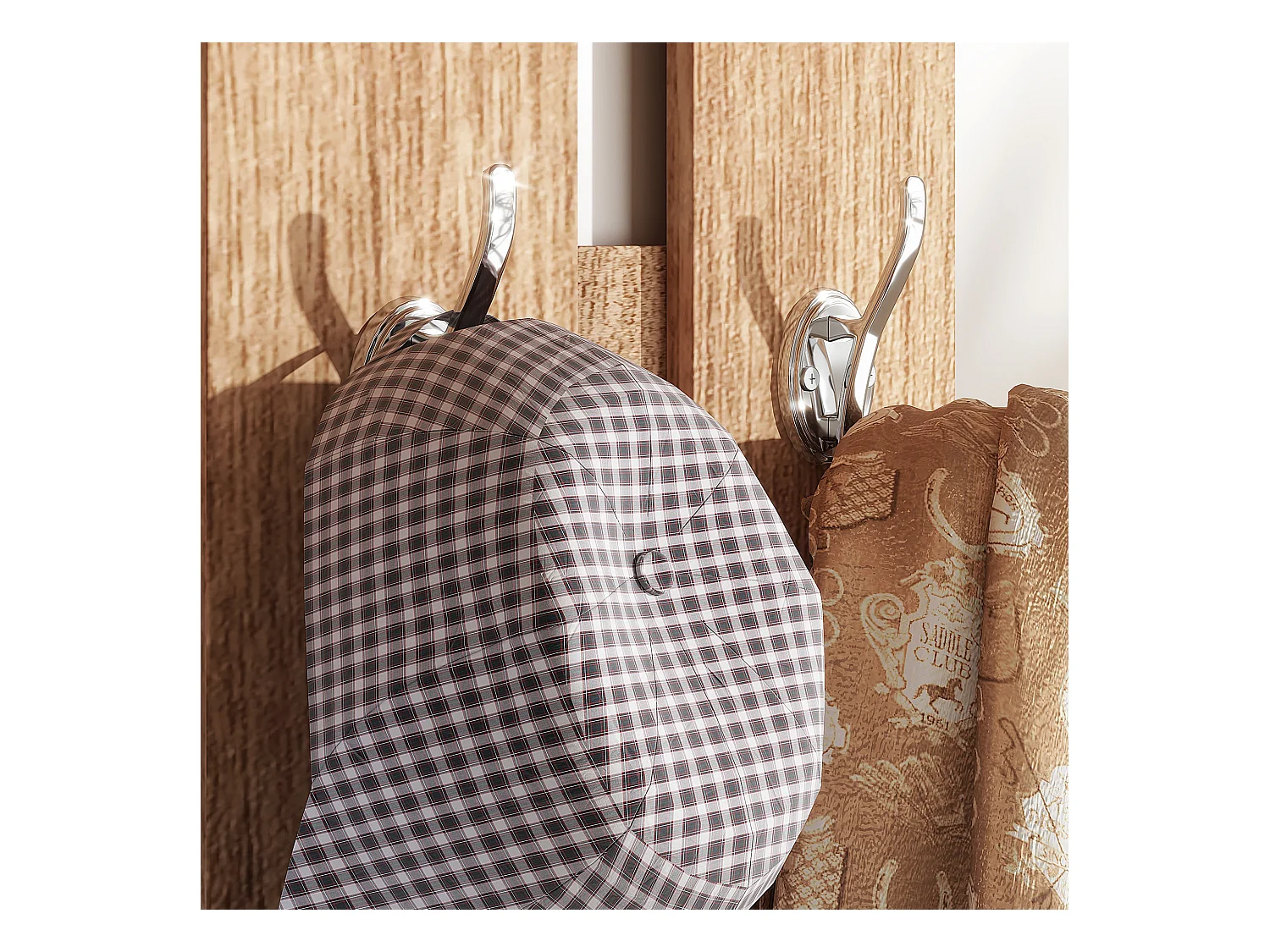 Mobile appendiabiti con scarpiera e specchio in legno bianco e noce