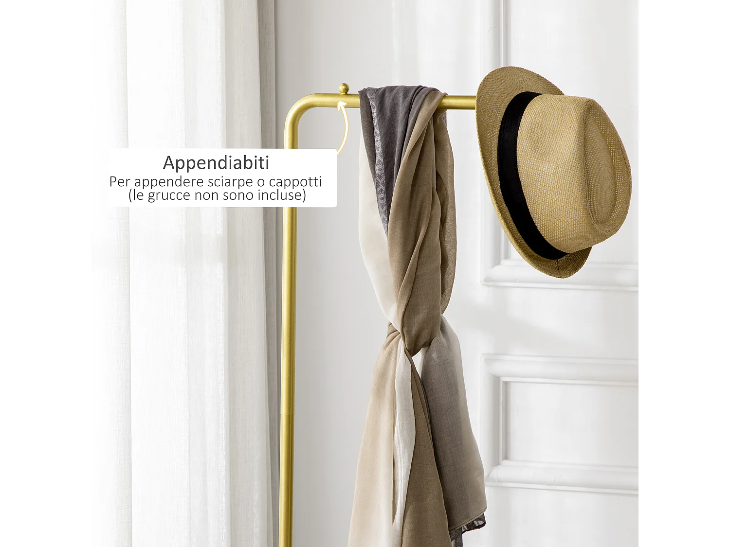 Appendiabiti in marmo e metallo per ingresso e soggiorno