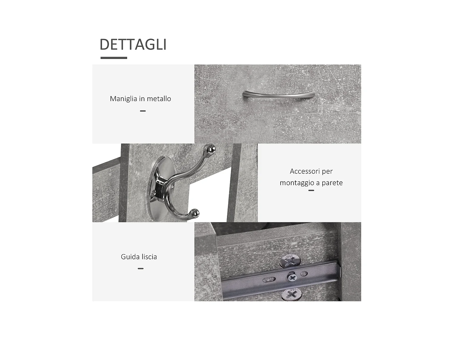 Appendiabiti con scarpiera e specchio con cassetto grigio