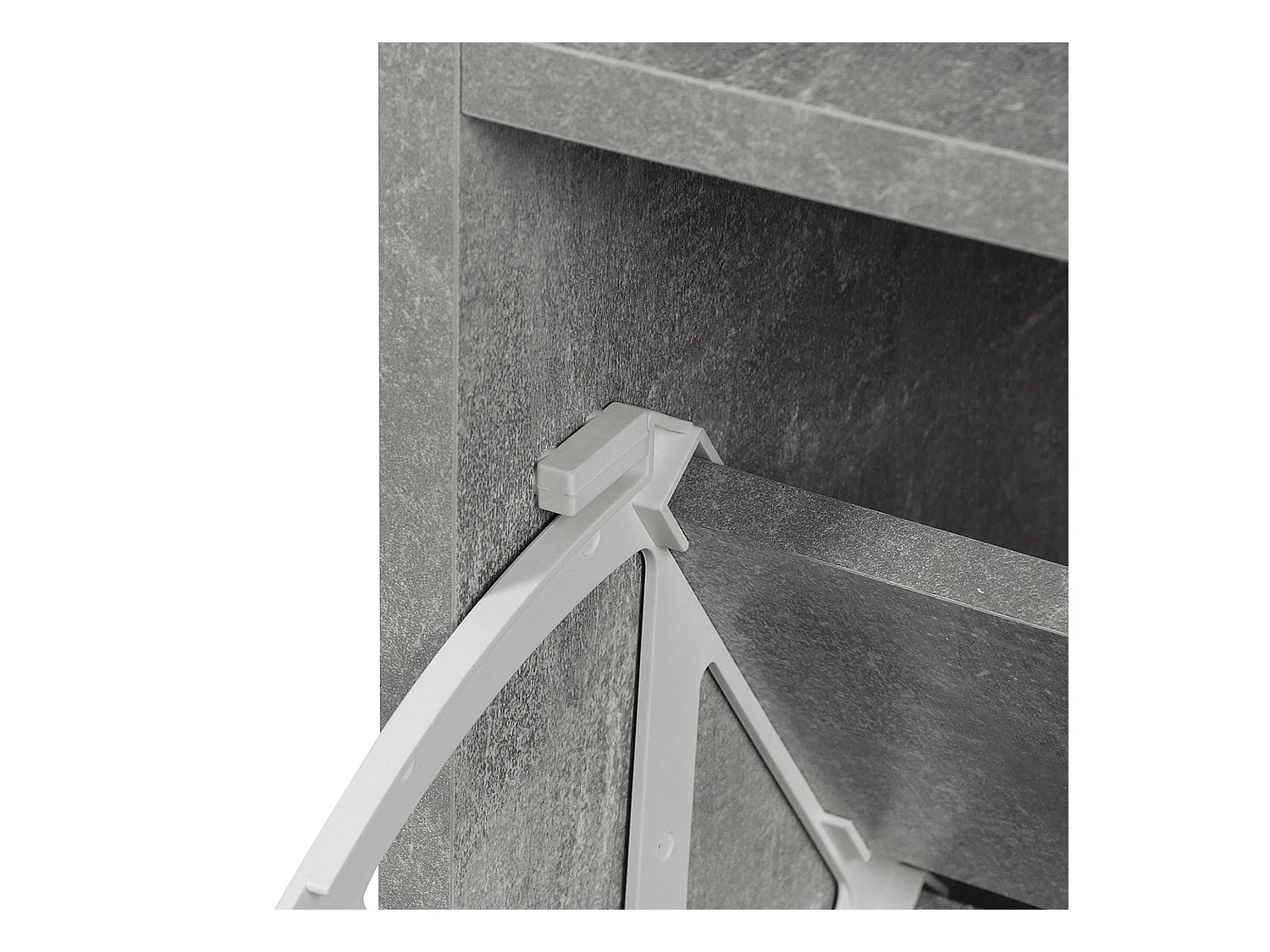 Appendiabiti con scarpiera e specchio con cassetto grigio