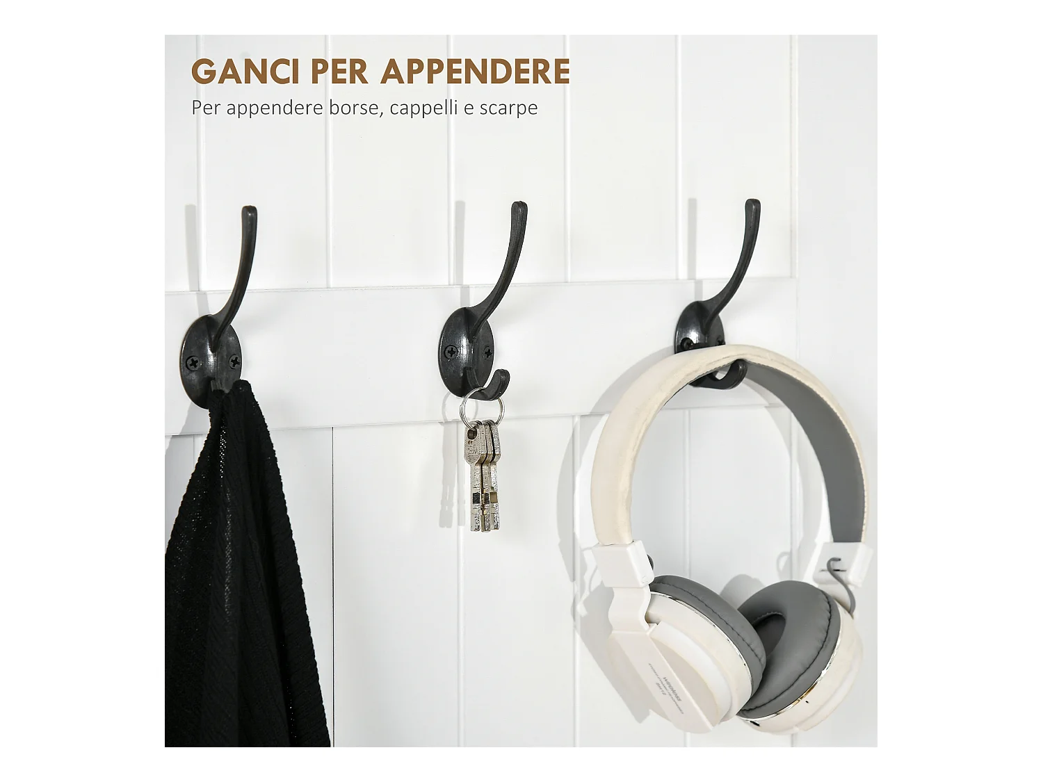 Appendiabiti con panca contenitore in legno bianco