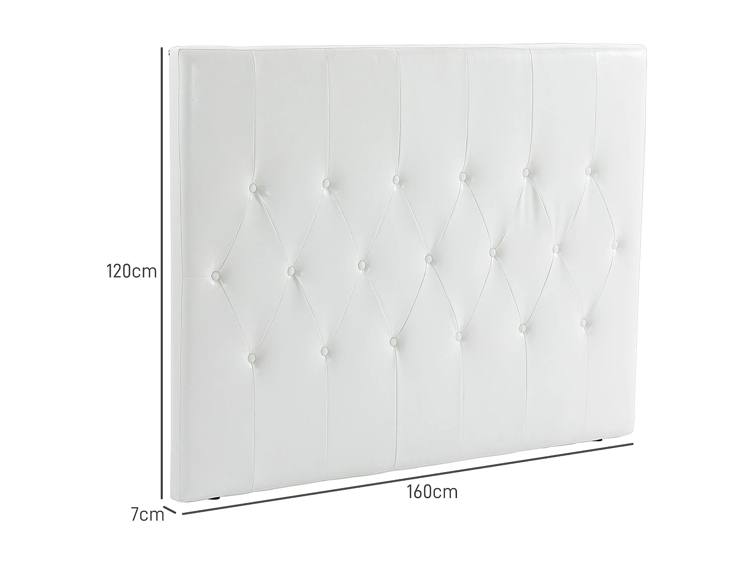 Testiera letto matrimoniale imbottita con design a bottoni bianco