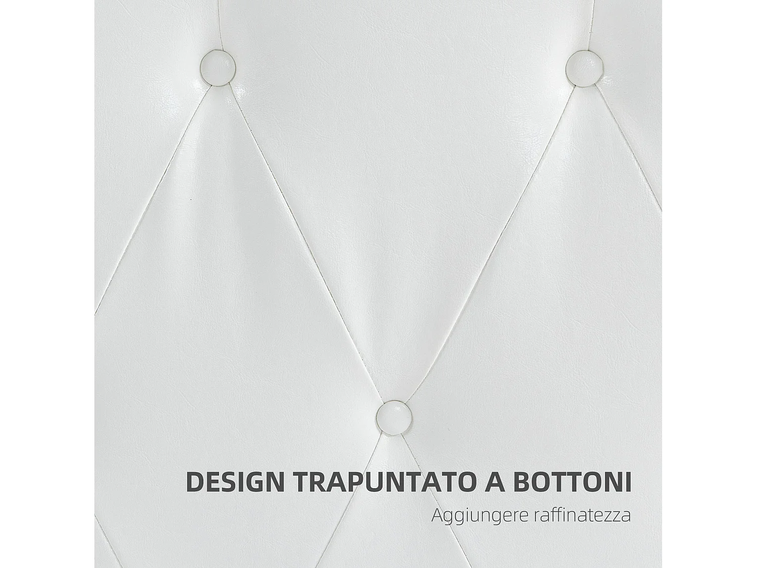 Testiera letto matrimoniale imbottita con design a bottoni bianco