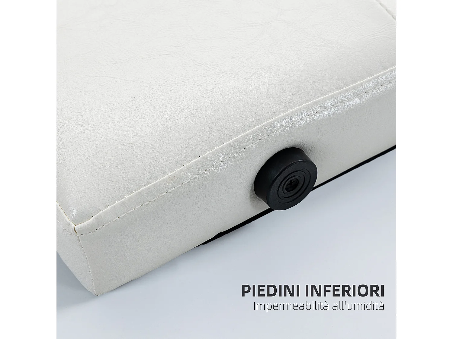 Testiera letto matrimoniale imbottita con design a bottoni bianco