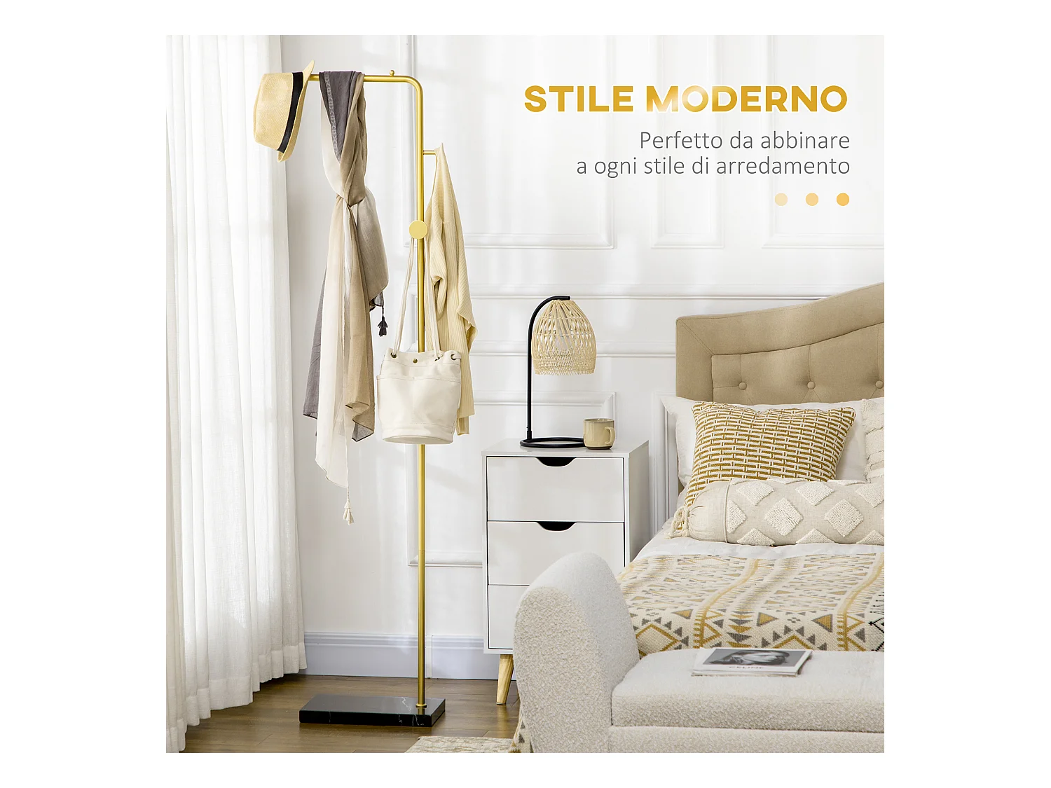 Appendiabiti moderno con 2 ganci per ingresso e soggiorno