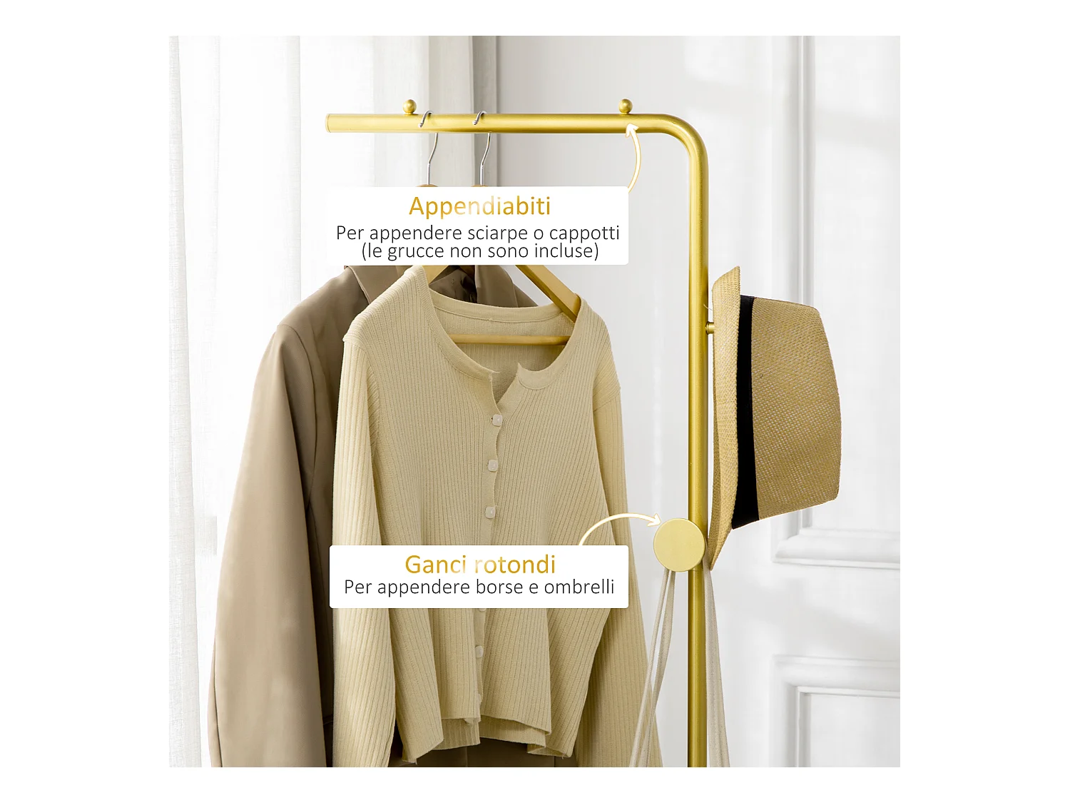 Appendiabiti moderno con 2 ganci per ingresso e soggiorno