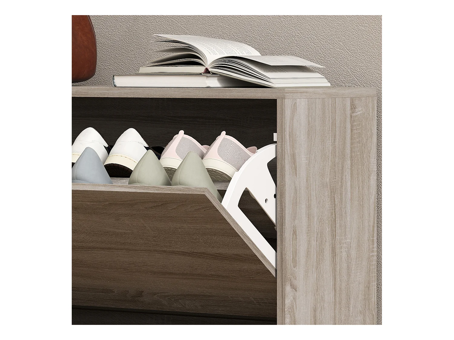 Set da ingresso 3pz con scarpiera appendiabiti e specchio bianco legno