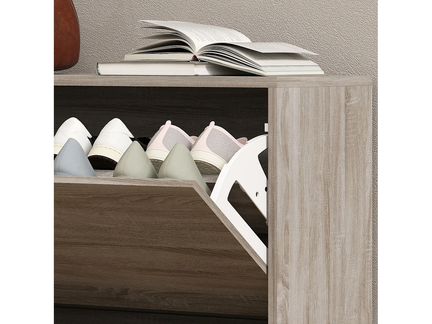 Set da ingresso 3pz con scarpiera appendiabiti e specchio bianco legno