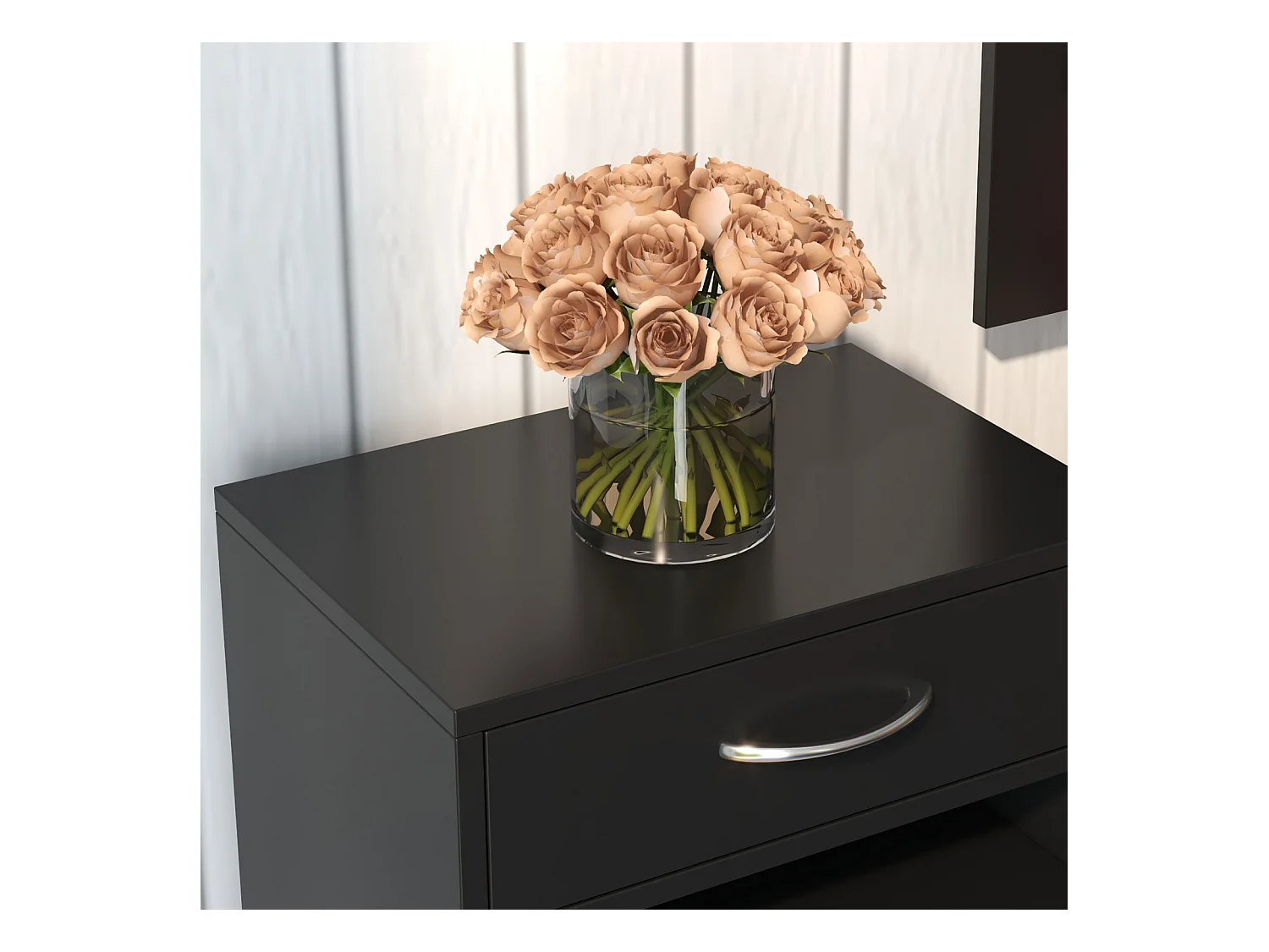 Mobile da ingresso appendiabiti con scarpiera mensole e specchio nero