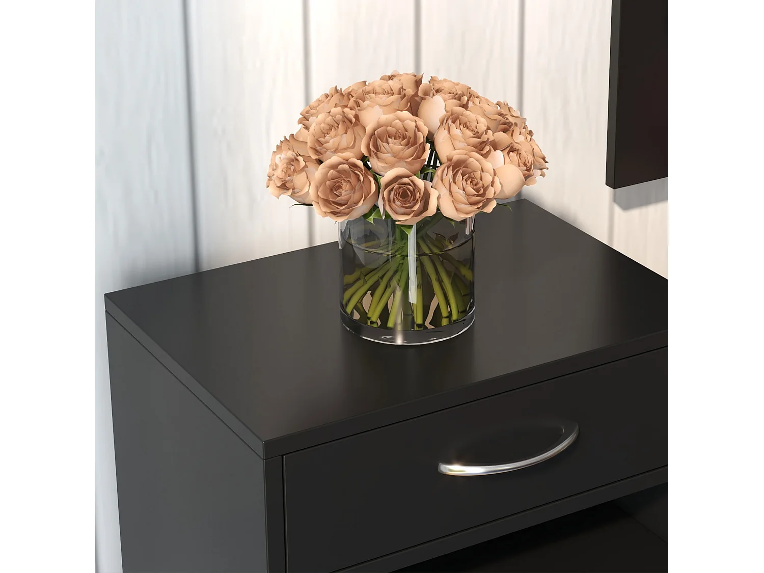 Mobile da ingresso appendiabiti con scarpiera mensole e specchio nero