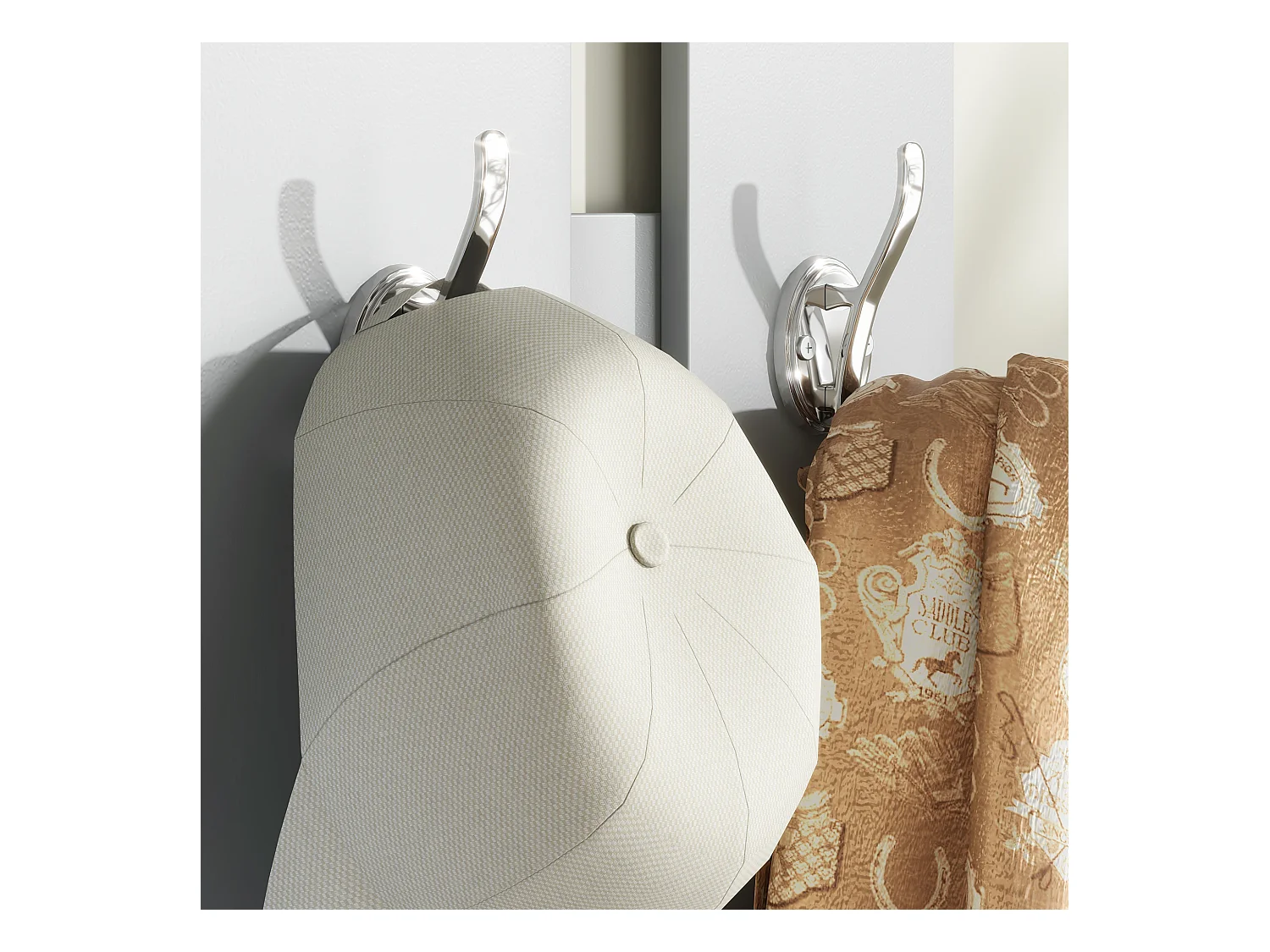 Mobile appendiabiti con scarpiera e specchio in legno bianco e grigio