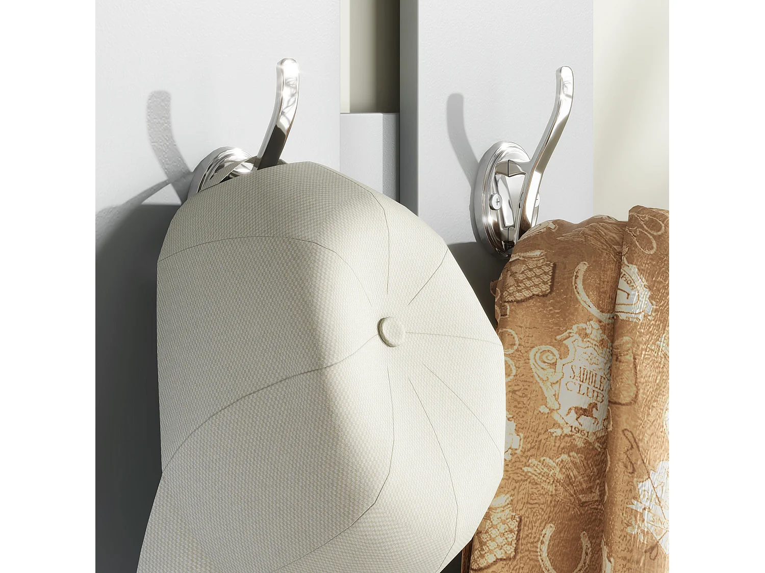 Mobile appendiabiti con scarpiera e specchio in legno bianco e grigio