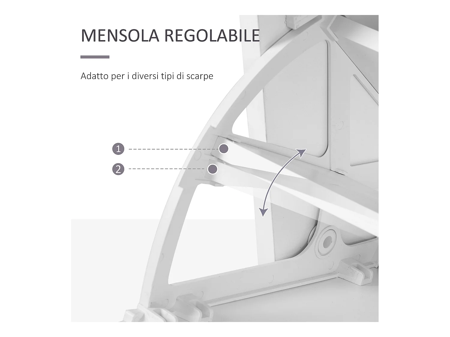 Mobile da ingresso appendiabiti a muro con specchio e scarpiera bianco