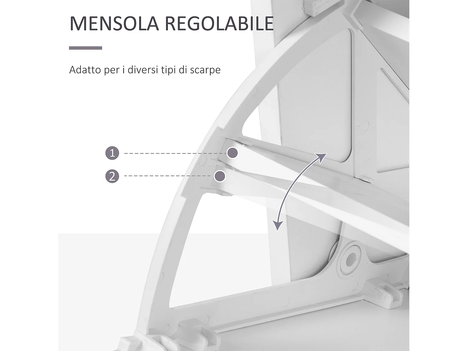 Mobile da ingresso appendiabiti a muro con specchio e scarpiera bianco