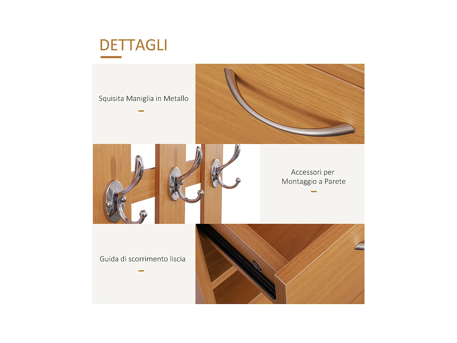 Mobile guardaroba scarpiera regolabile e specchio con appendiabiti