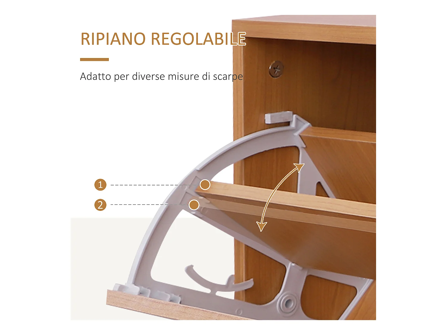 Mobile guardaroba scarpiera regolabile e specchio con appendiabiti