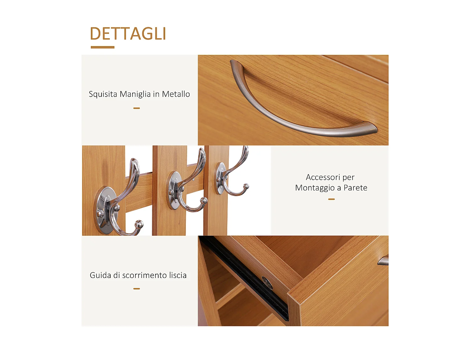 Mobile guardaroba scarpiera regolabile e specchio con appendiabiti