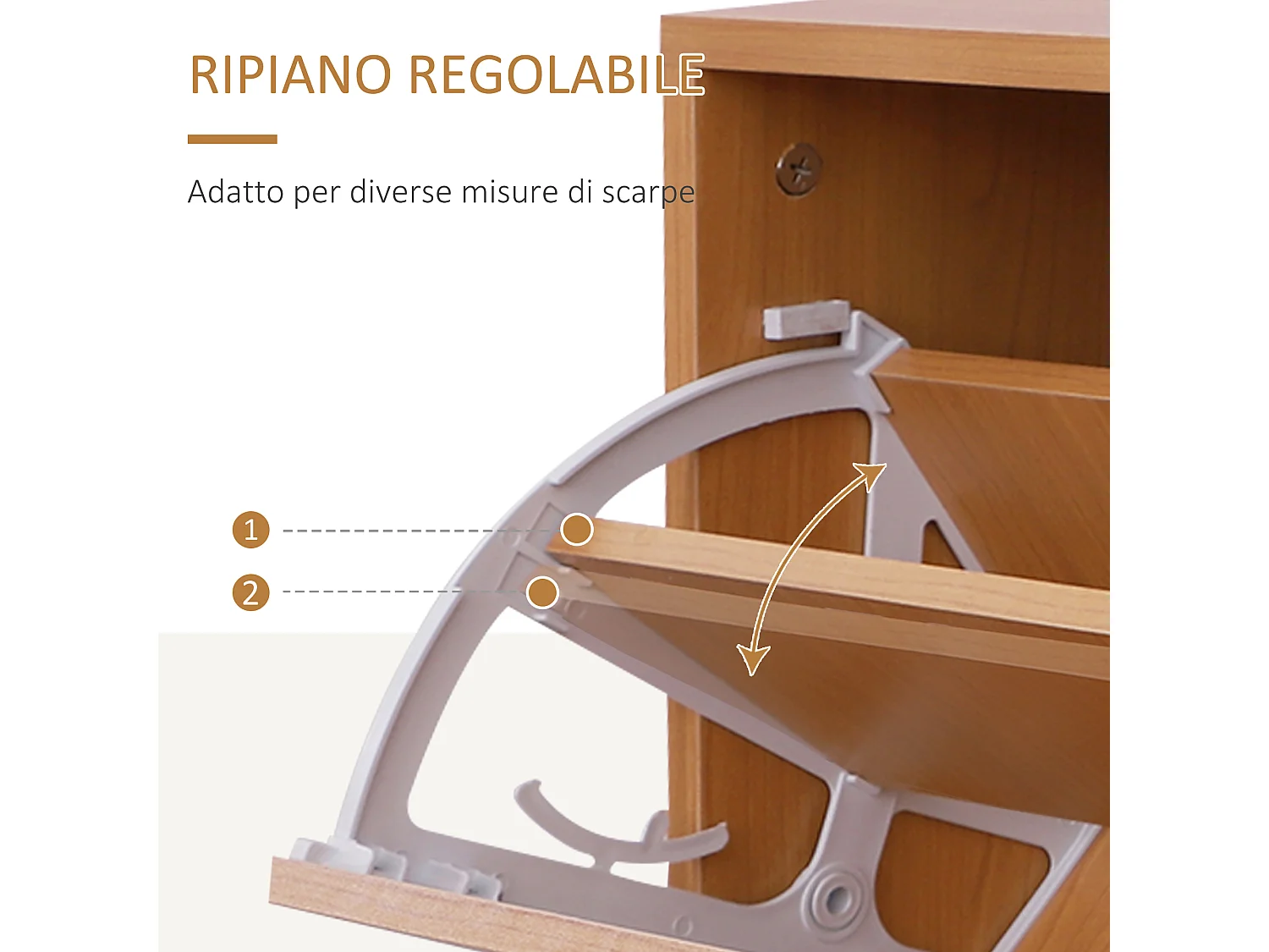 Mobile guardaroba scarpiera regolabile e specchio con appendiabiti